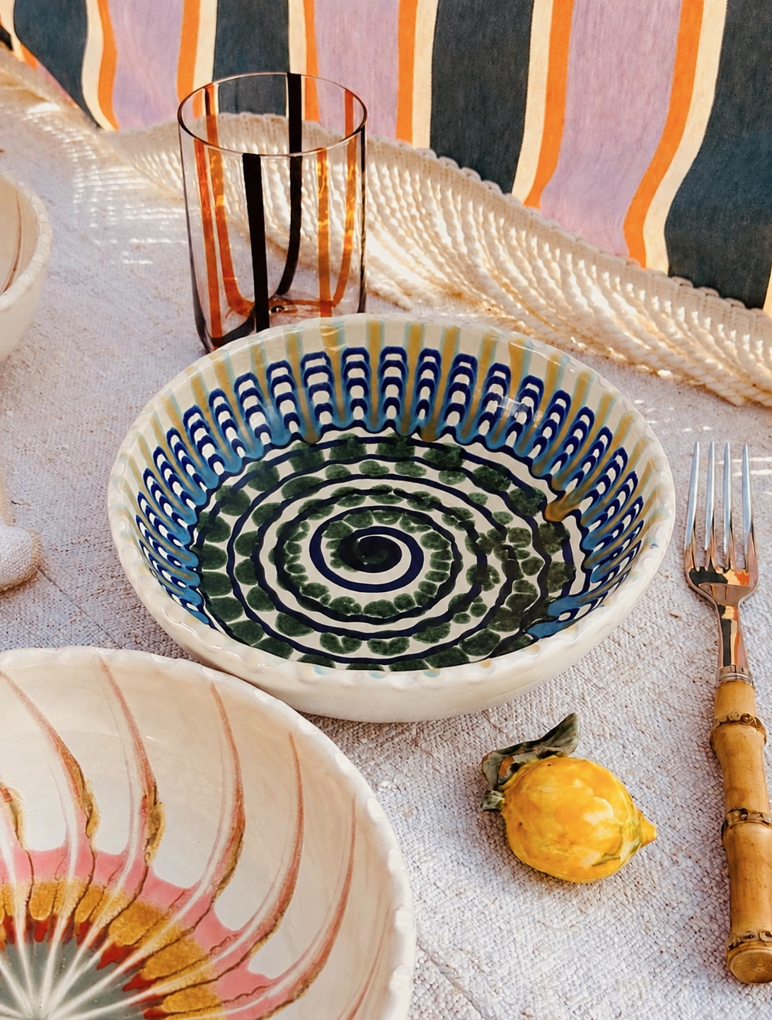 Handmade Italian Ceramic Pasta Bowl 19 cm | Psychodelic Collection