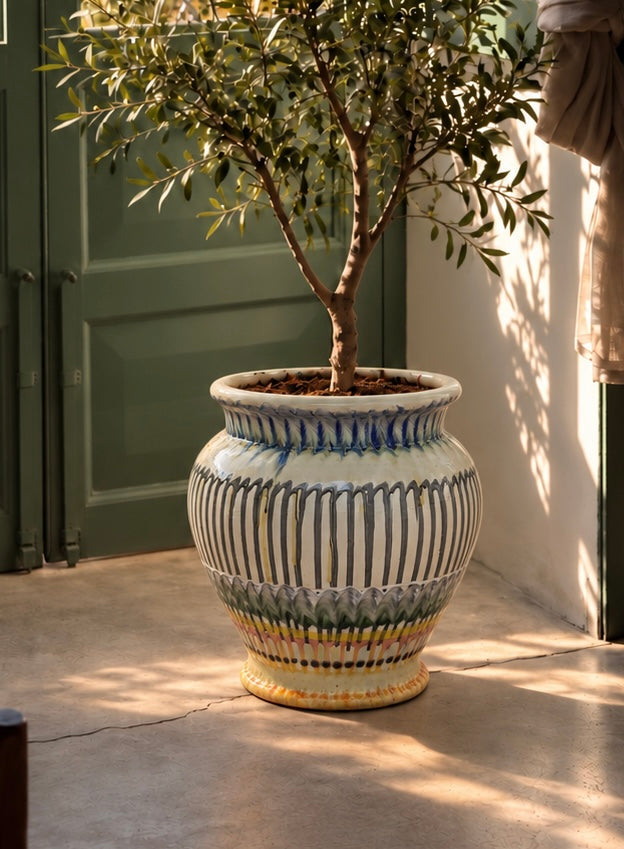 Keramik Pflanztopf handgefertigt | 38 cm Riviera Statement Piece