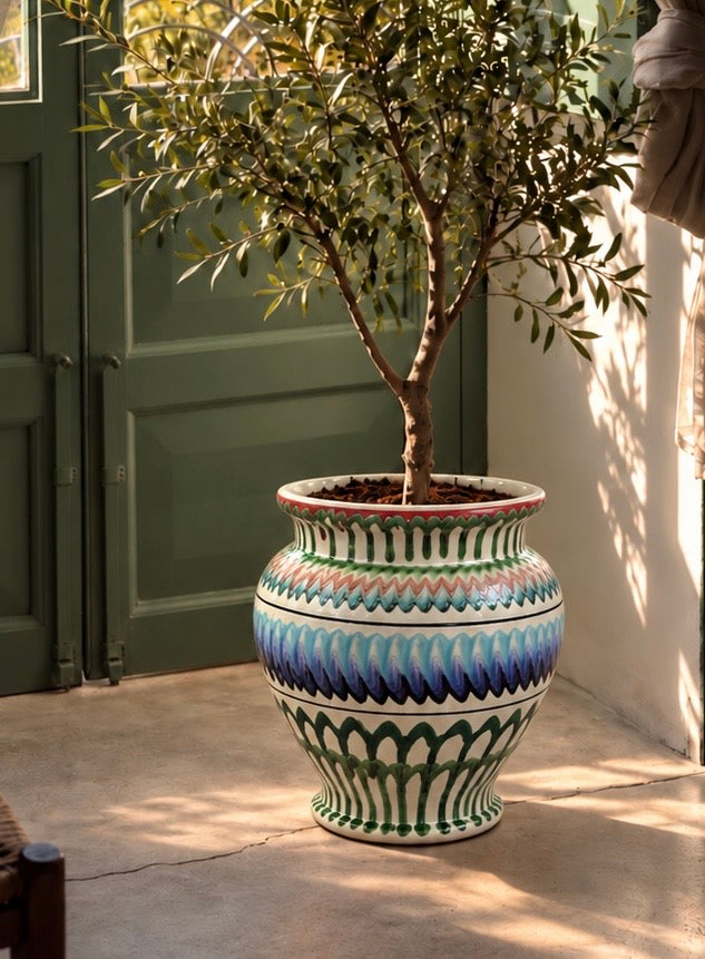 Keramik Pflanztopf handgefertigt | 38 cm Riviera Statement Piece