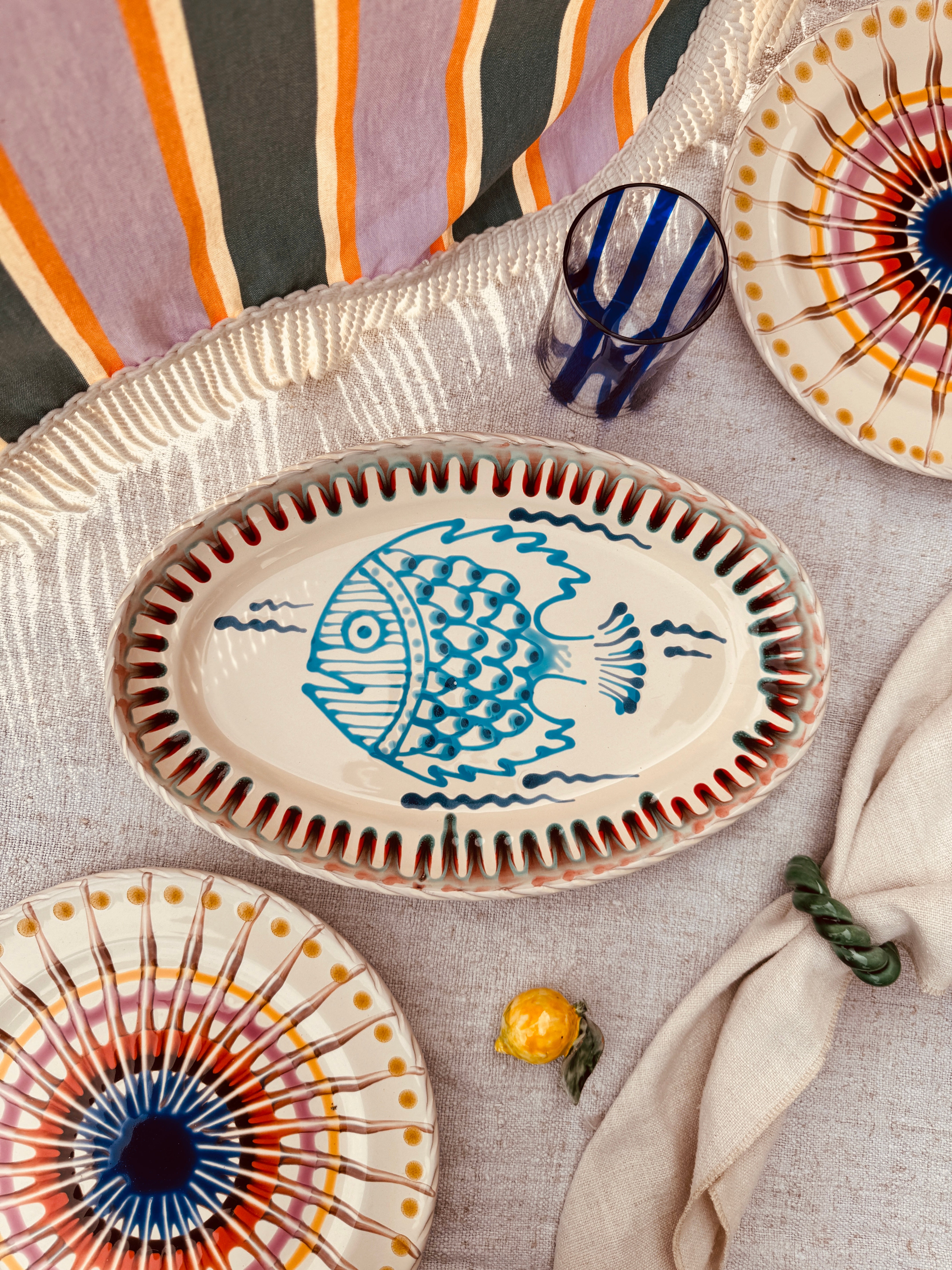 Psychodelic Ovale Servierplatte "Pesce di Amalfi" 35X23 CM