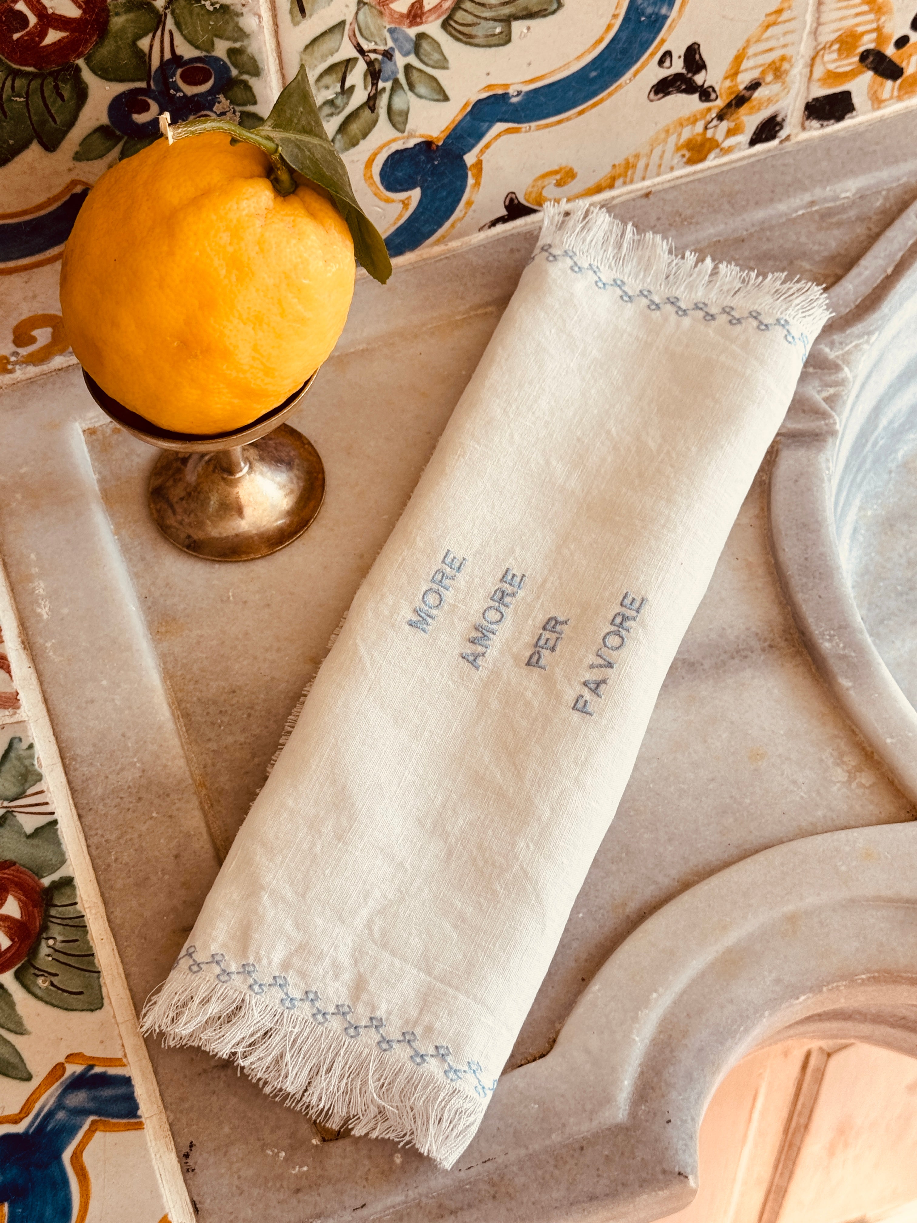 Leinenservietten "More Amore per Favore"