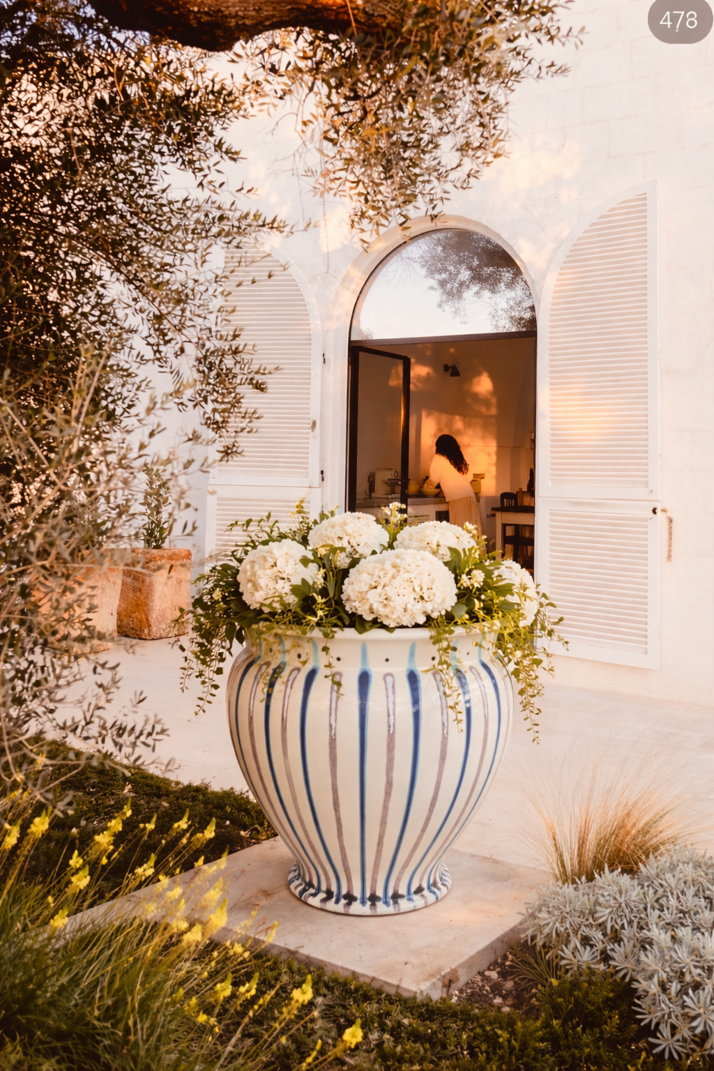 Großer Keramik Pflanztopf handgefertigt | 48 cm Riviera Statement Piece