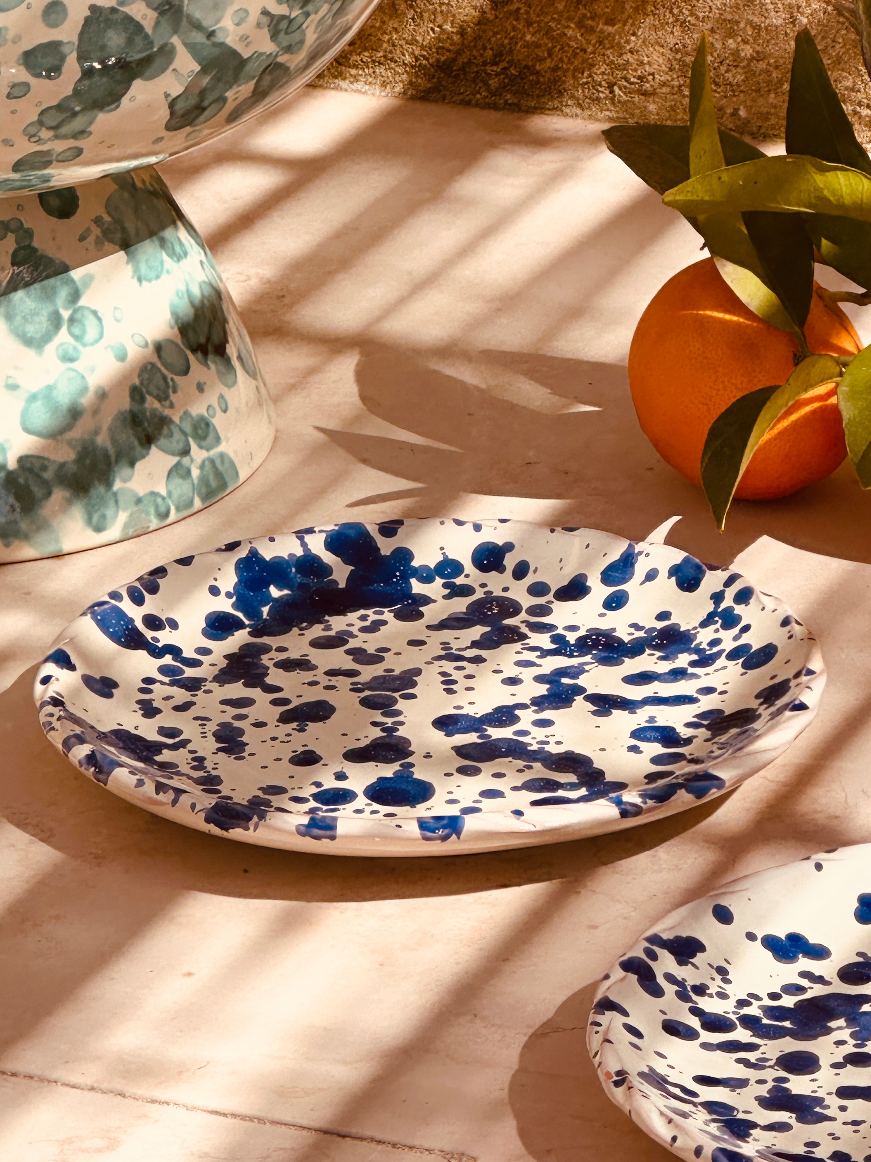 Brotteller Schizzato blau