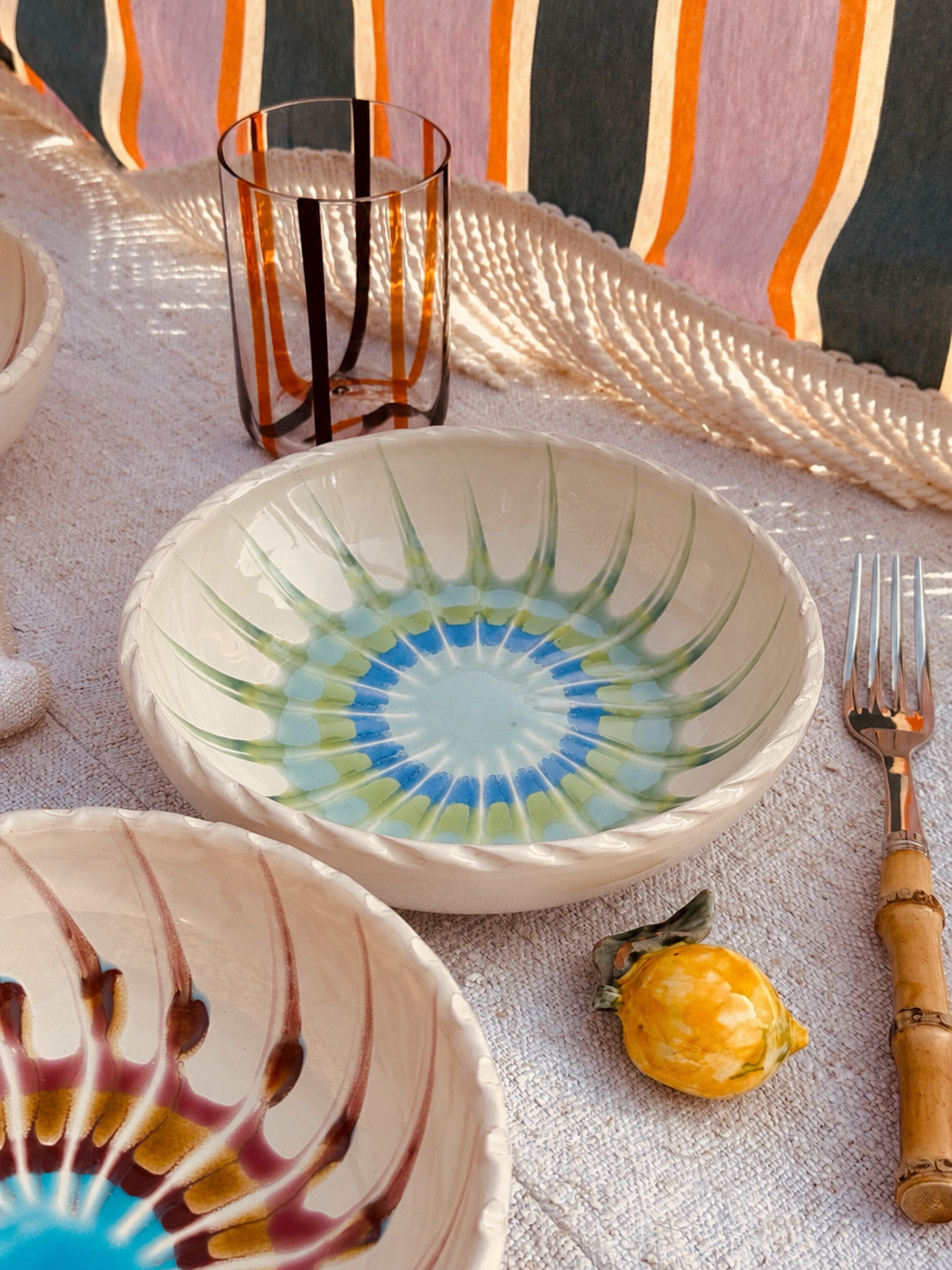 Handgefertigte Keramik Pasta Bowl 19 cm | Psychodelic Kollektion