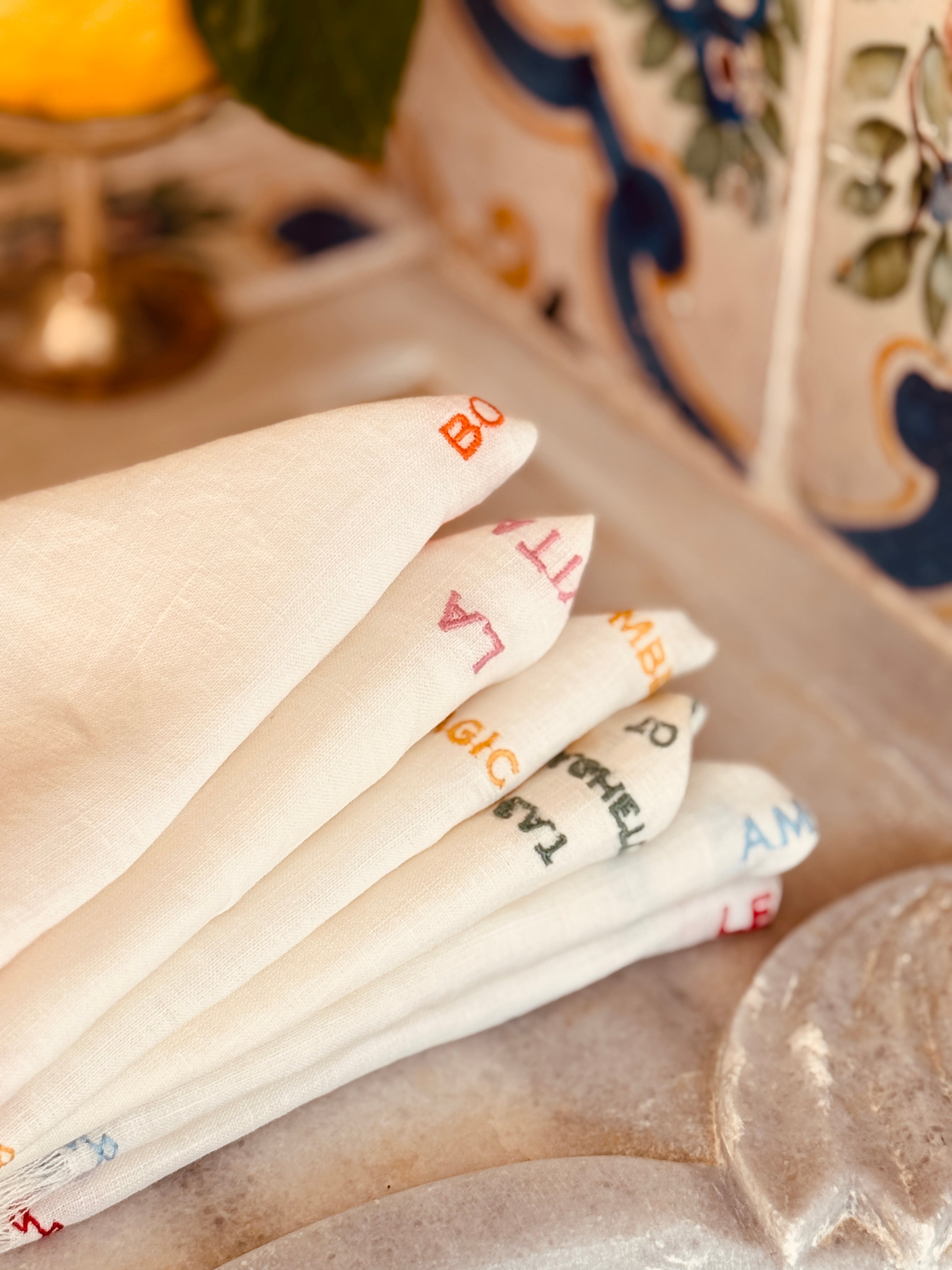 Leinenservietten "Life is a Combination of Magic & Pasta"
