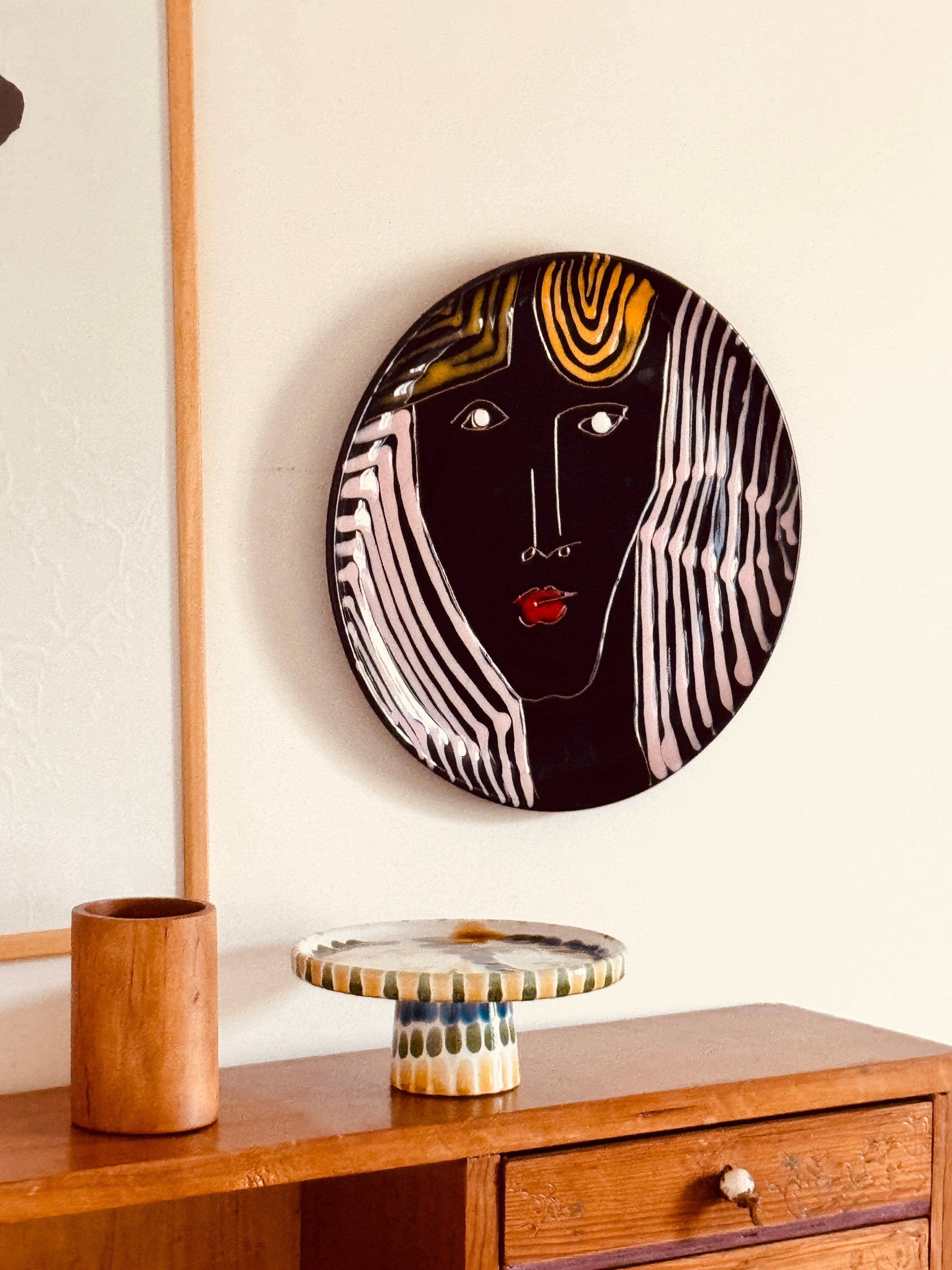 Psychodelic Viso Keramik Kunstwerk zum Aufhängen - EINZELSTÜCK 32cm x 32cm