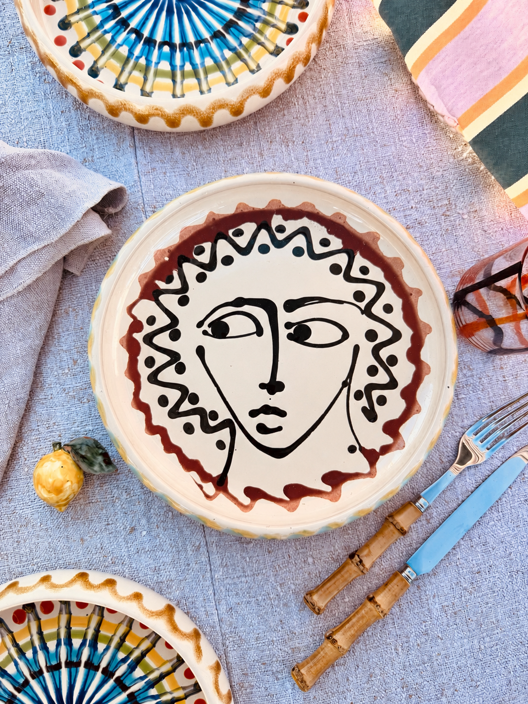 Italian Ceramic Pasta Plate 25cm | Handmade Viso Design "One of a kind"