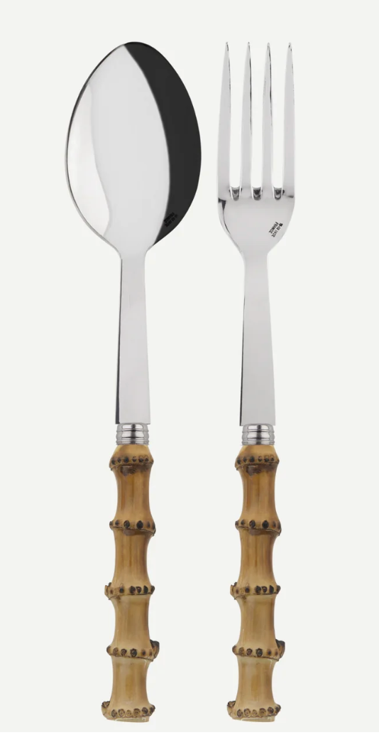 handgefertigtes "Vintage Look-a-like" Bambus Besteck 4er Set