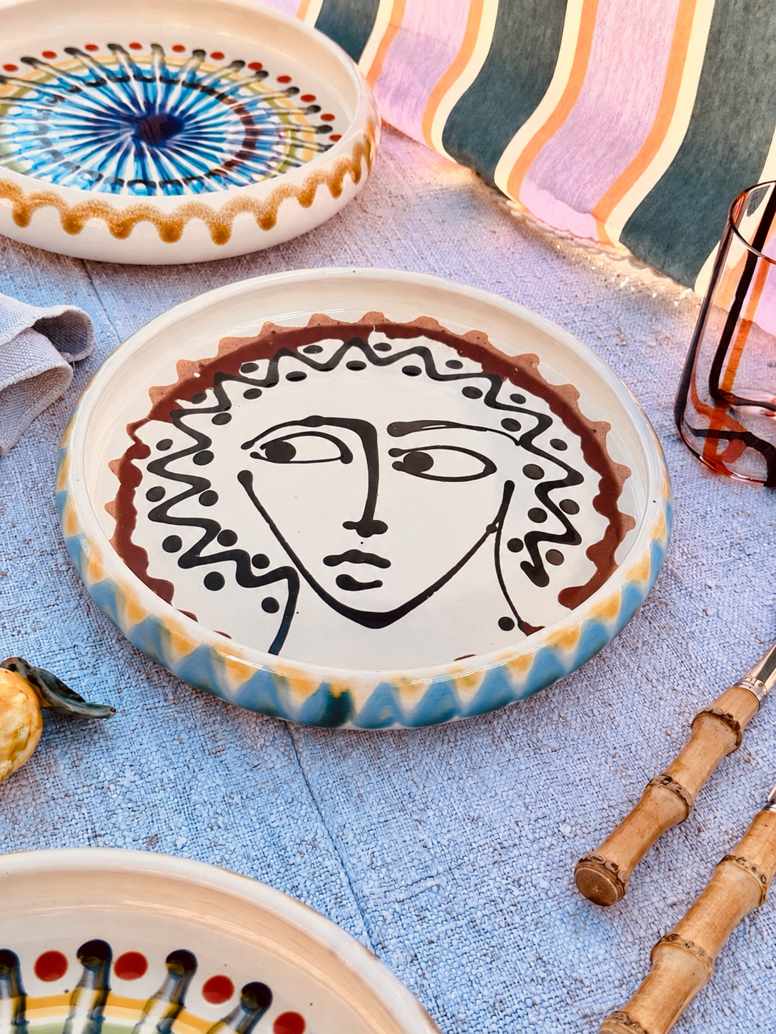 Italian Ceramic Pasta Plate 25cm | Handmade Viso Design "One of a kind"