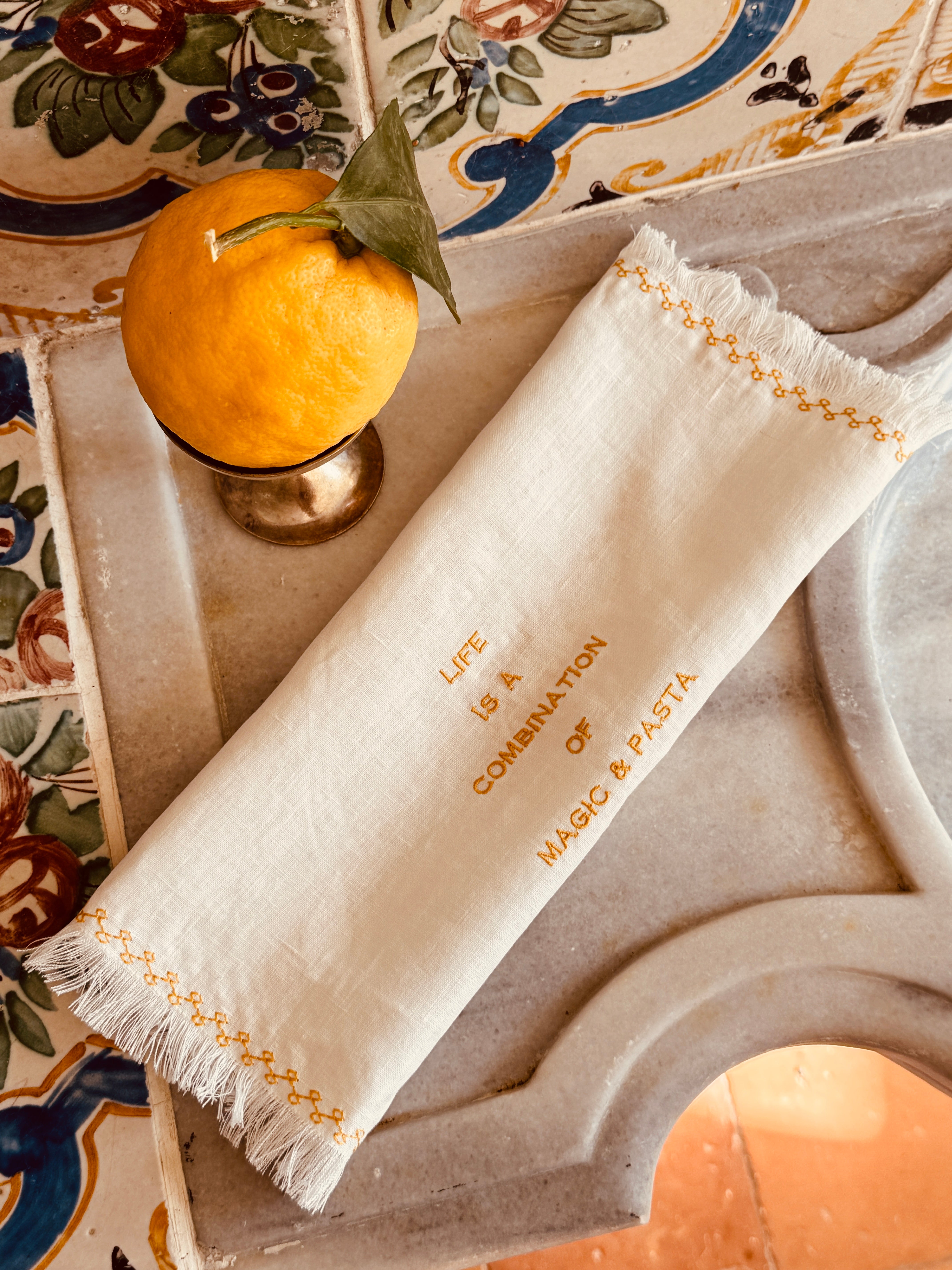 Leinenservietten "Life is a Combination of Magic & Pasta"