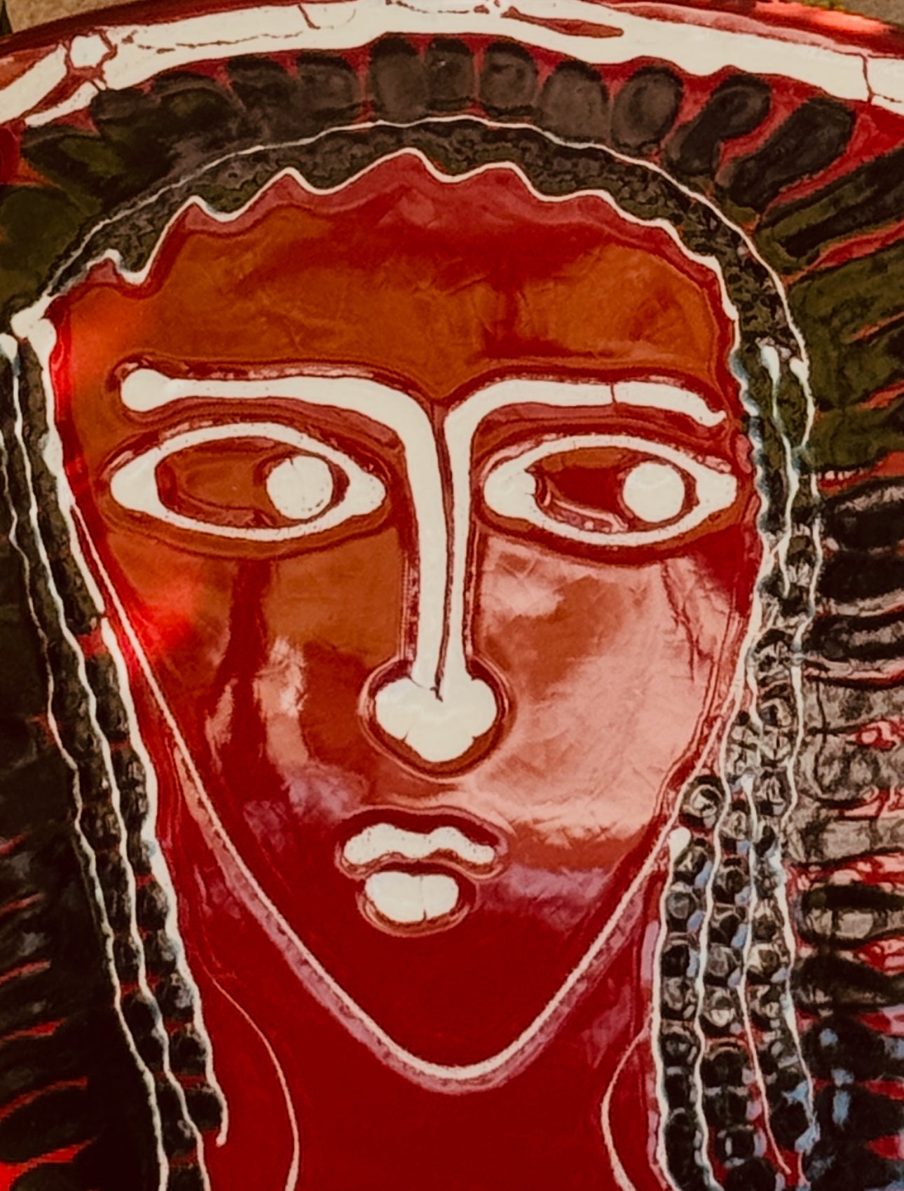 Psychodelic Viso Keramik Kunstwerk zum Aufhängen - EINZELSTÜCK 33cm x 33cm