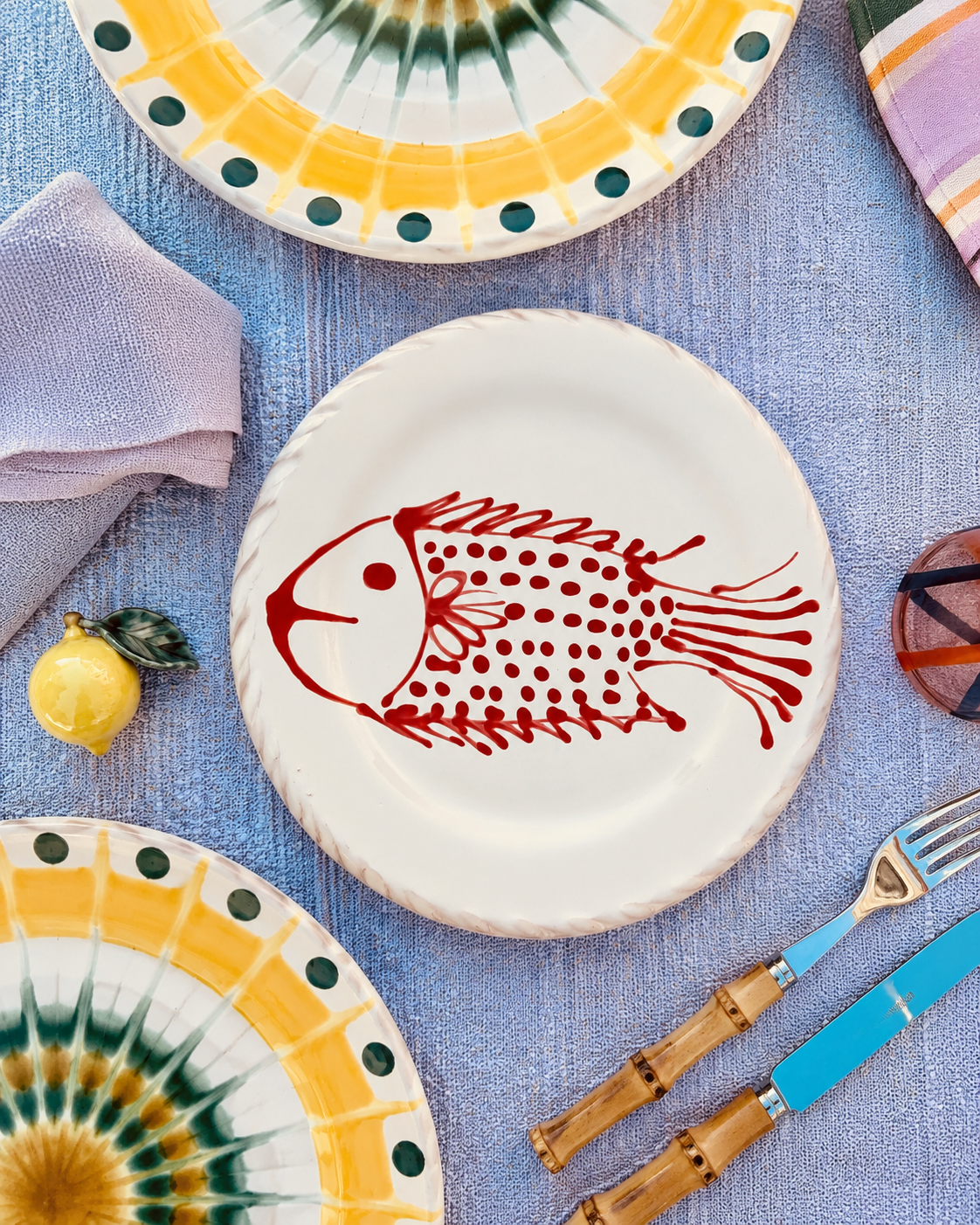 Handmade Italian Antipasti Plate 20 cm | Small Ceramic Plate "Pesce" (Unique Piece)