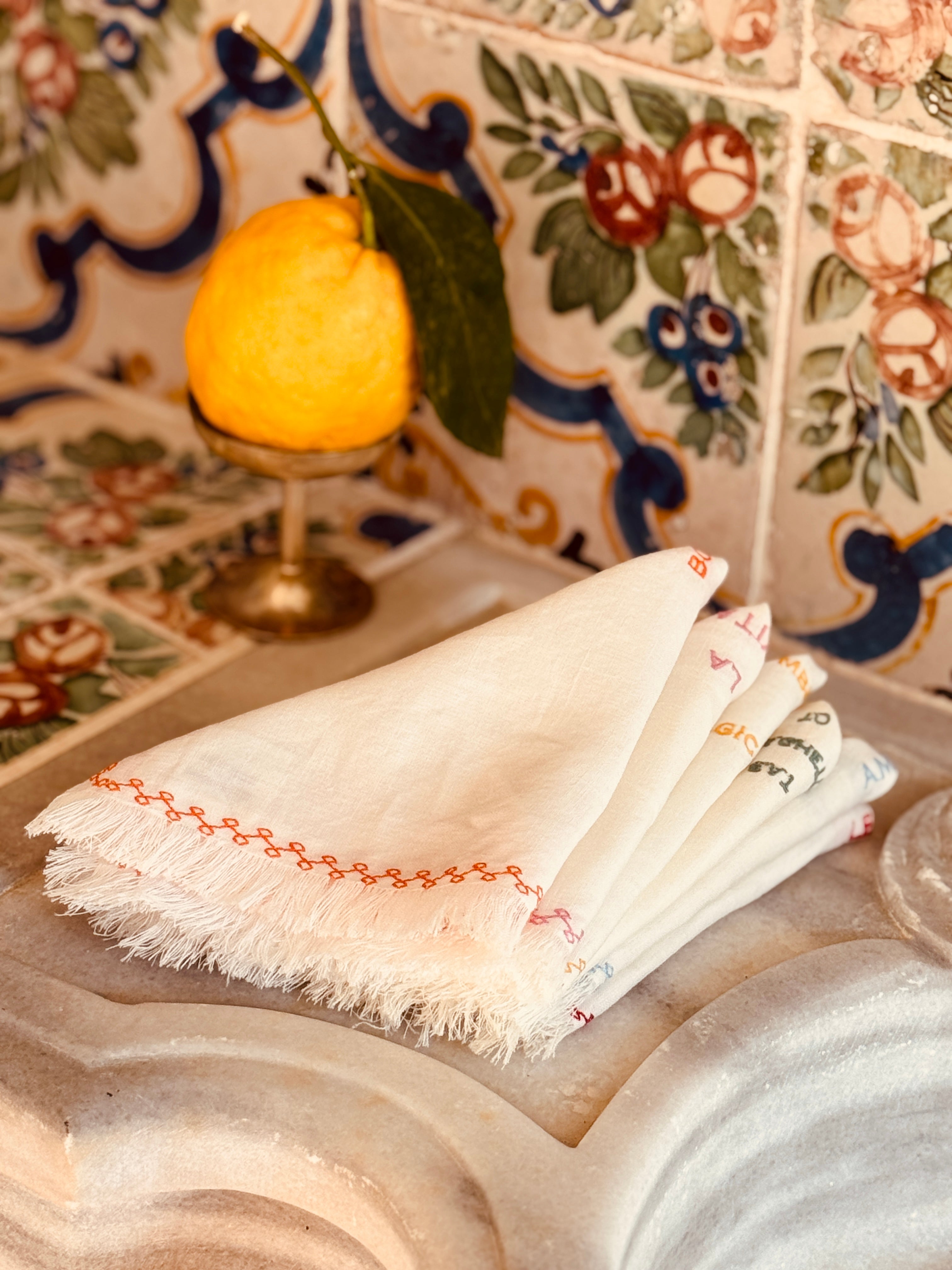 Leinenservietten "More Amore per Favore"
