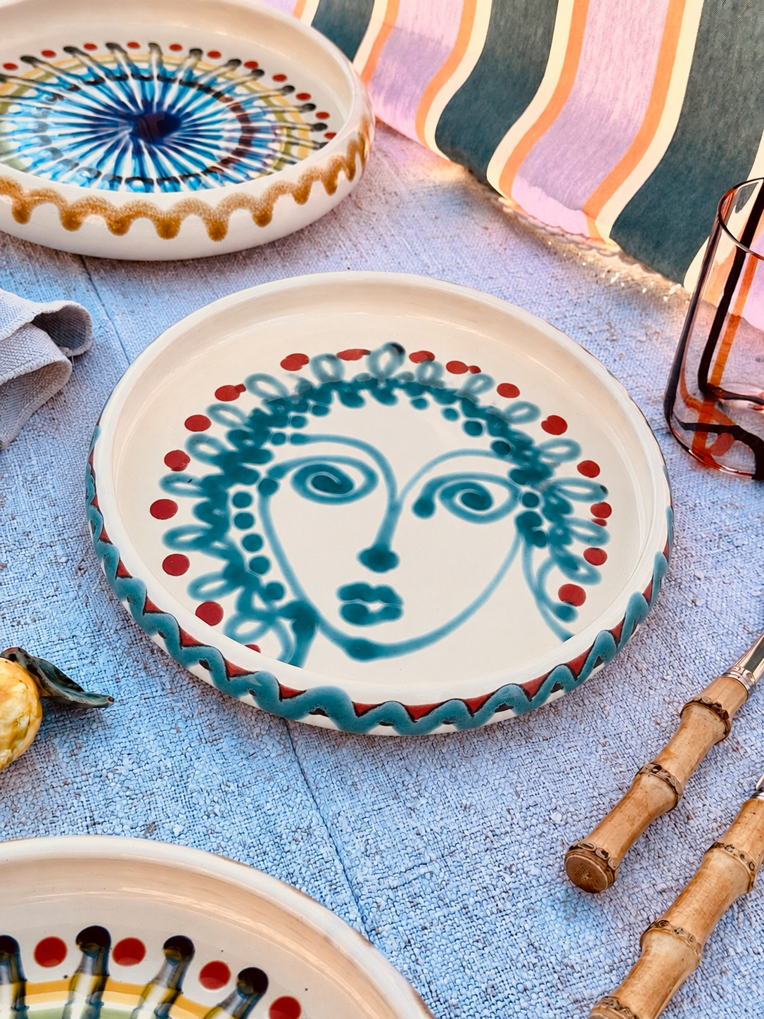 Italian Ceramic Pasta Plate 25cm | Handmade Viso Design "One of a kind"