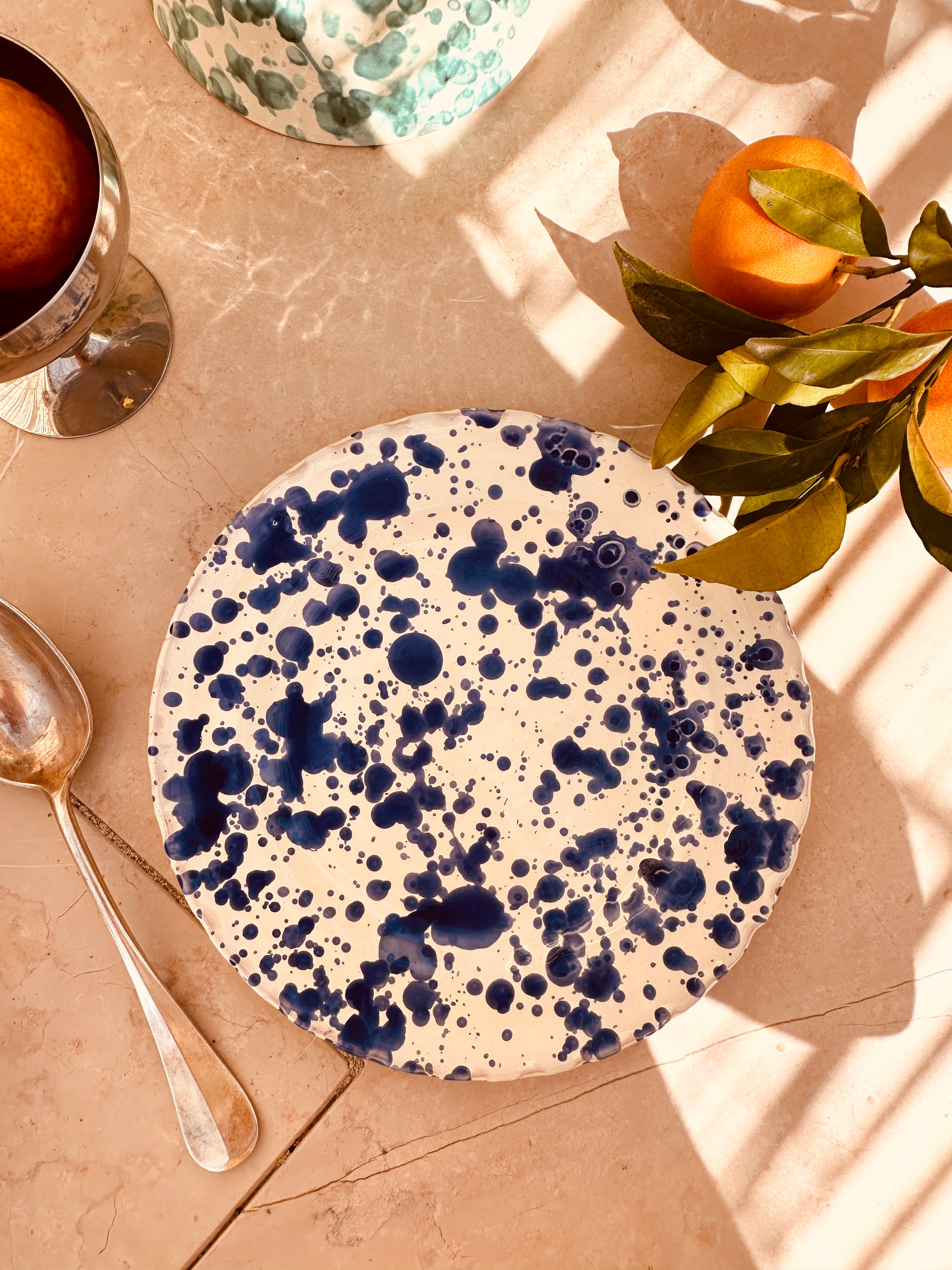 Antipasti Teller Schizzato "BLu" 20cm - mit blauen Tupfen