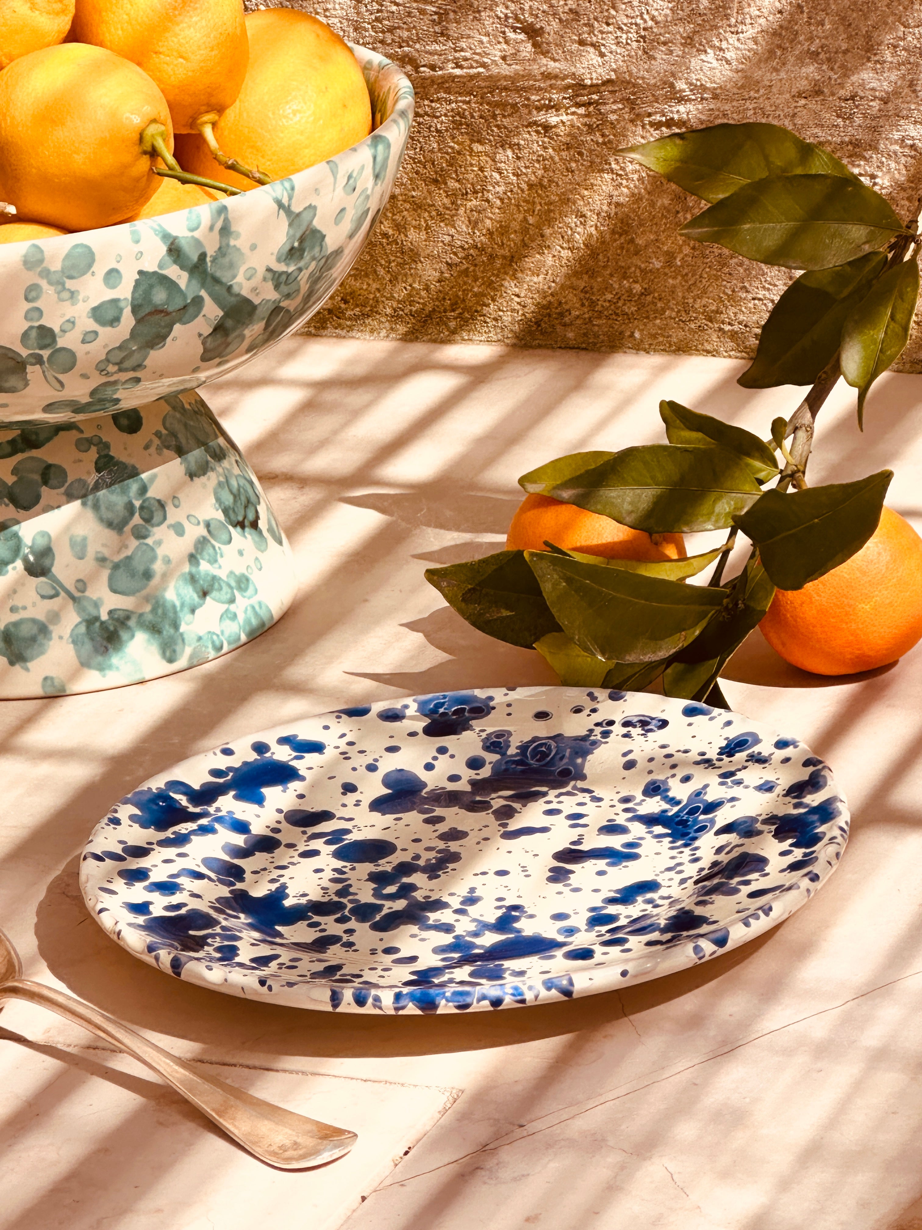Antipasti Teller Schizzato "BLu" 20cm - mit blauen Tupfen