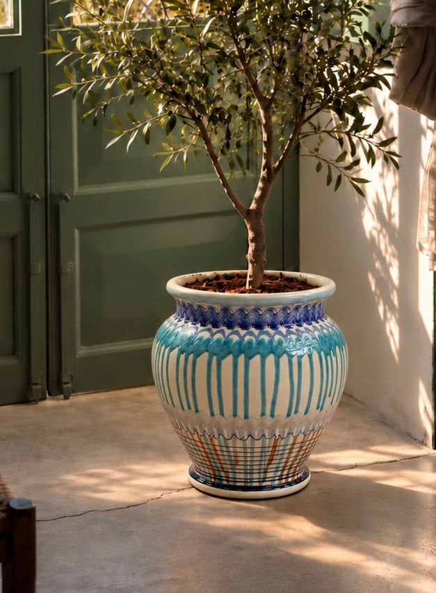 Keramik Pflanztopf handgefertigt | 38 cm Riviera Statement Piece