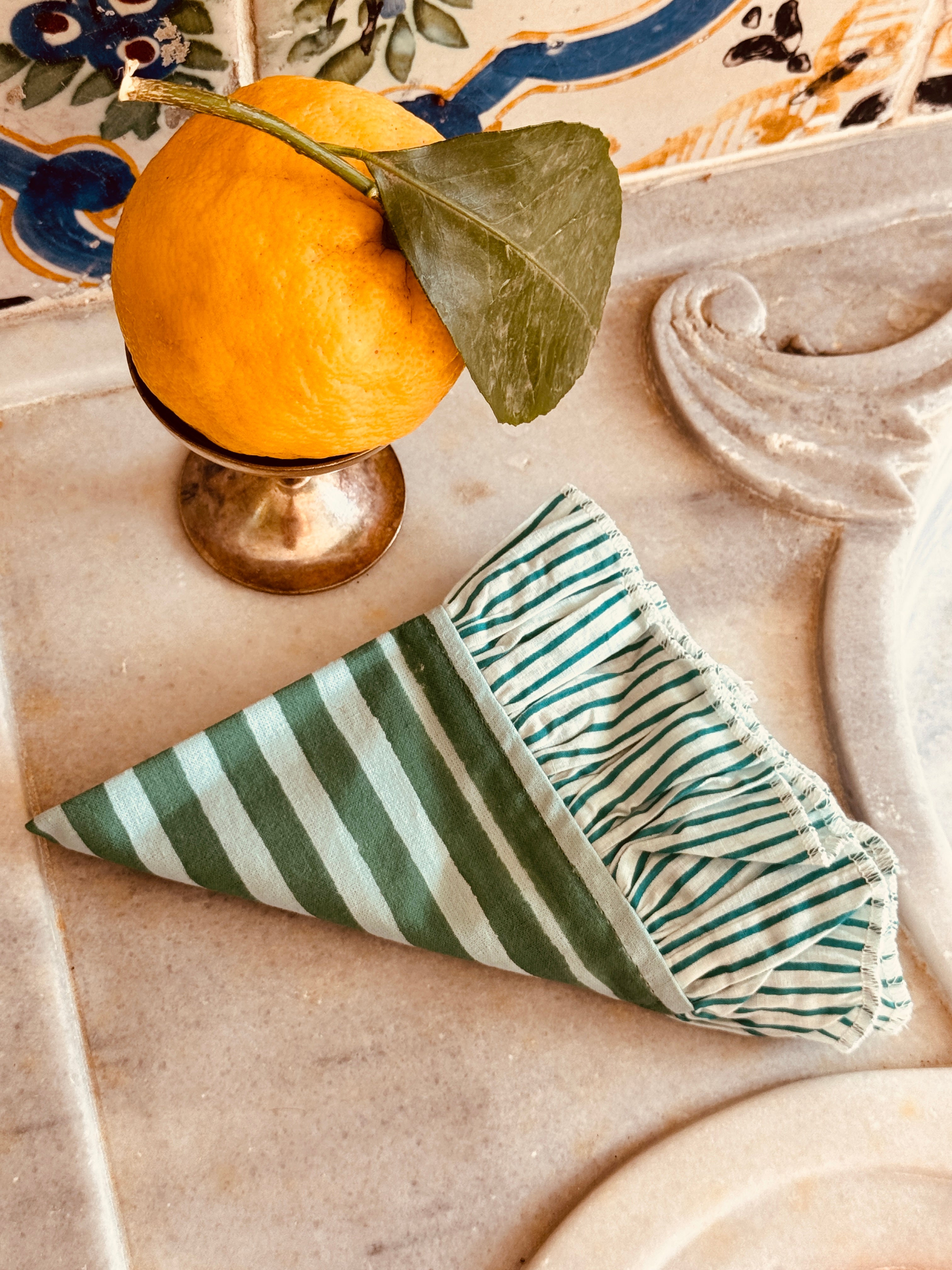 Baumwollservietten "Verde Stripes"