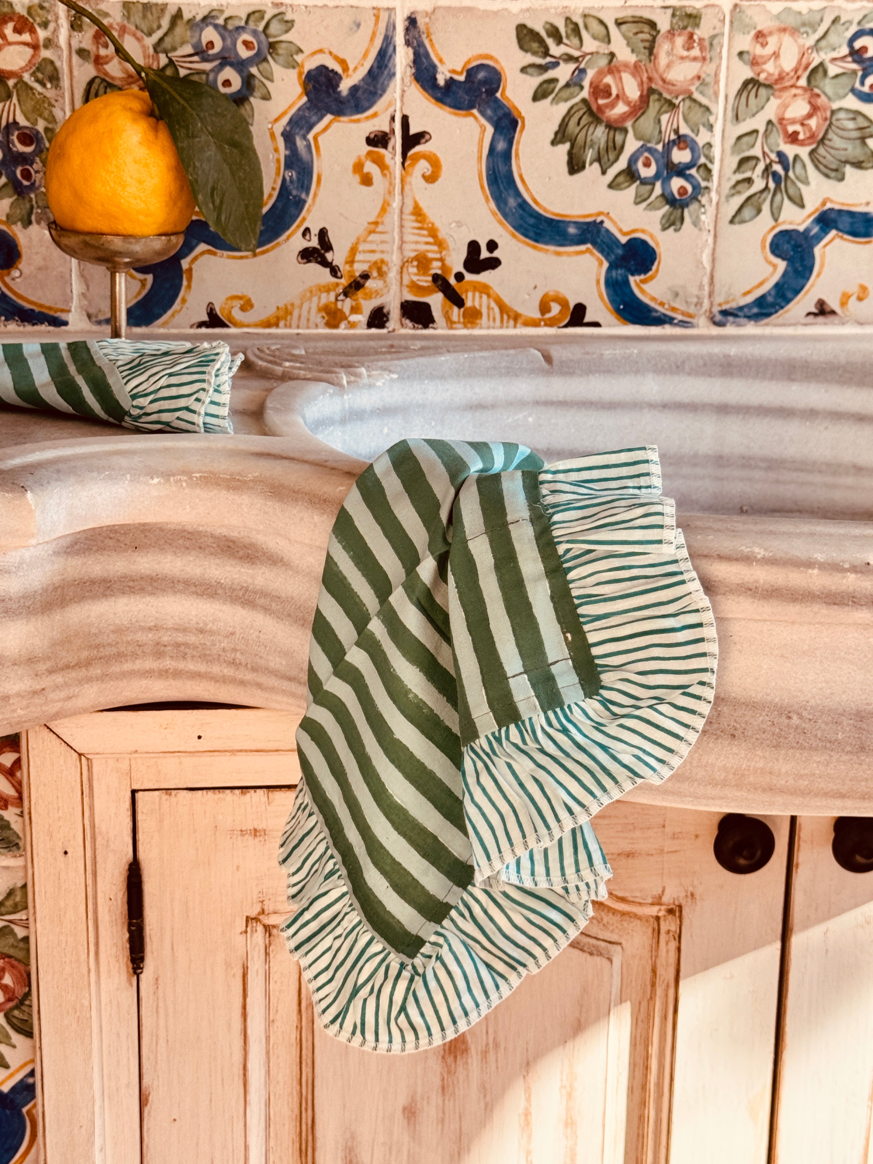 Baumwollservietten "Verde Stripes"