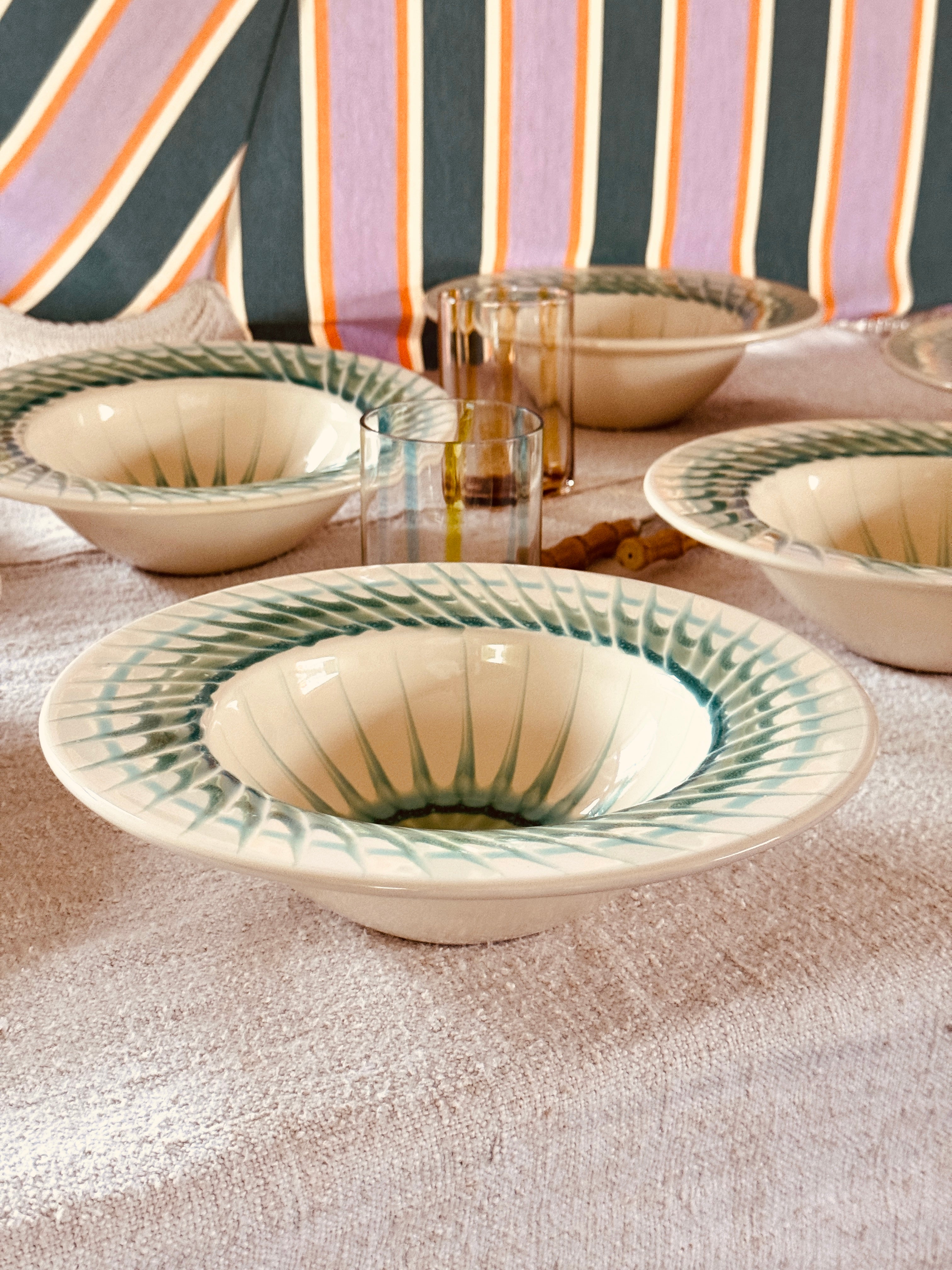 Handgefertigte Pastaschale 25 cm | Cappello di Prete - 6er Set