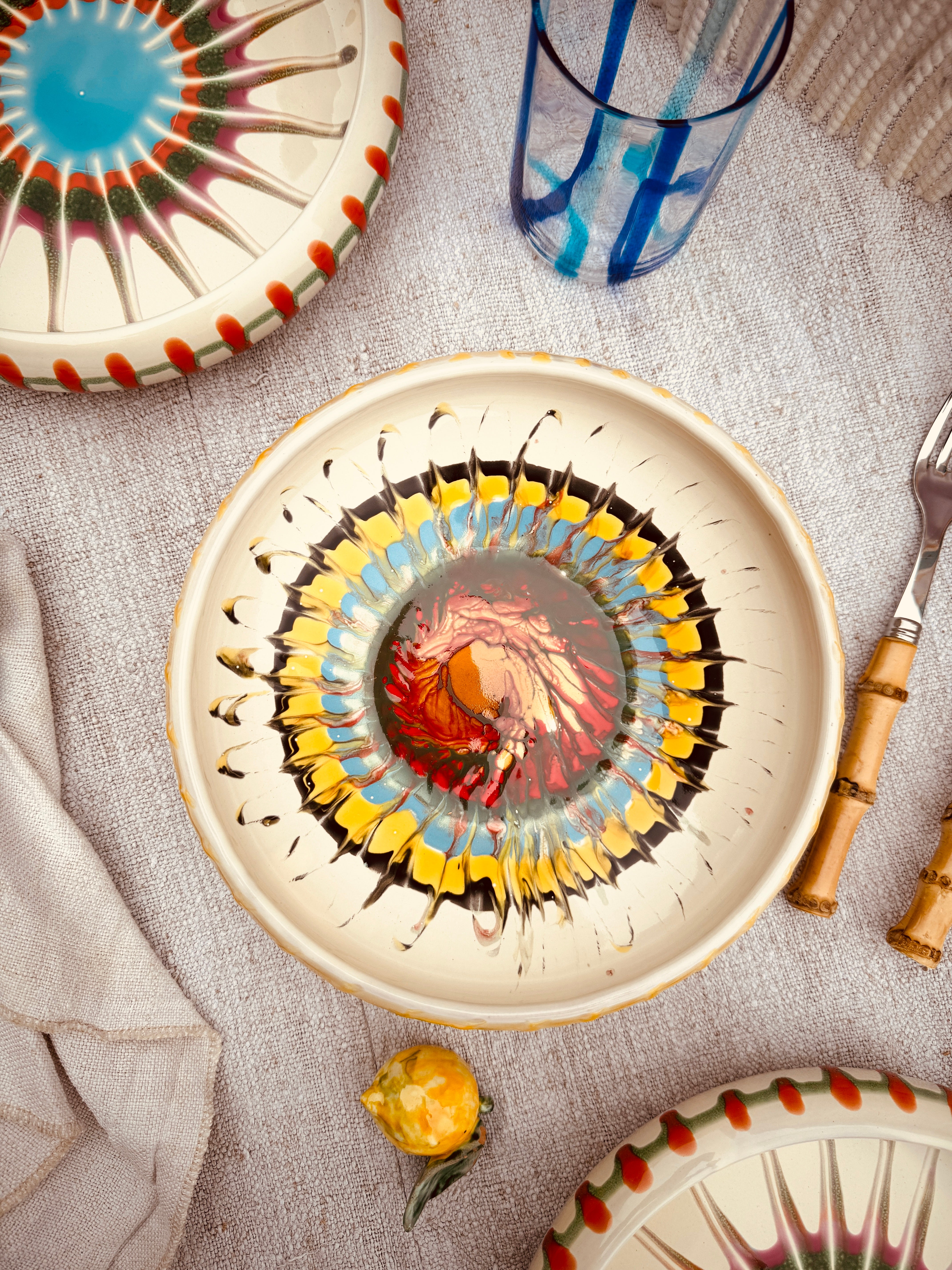 Psychodelic Schale – 21 cm „Bordo Tornito“ – Einzelstück