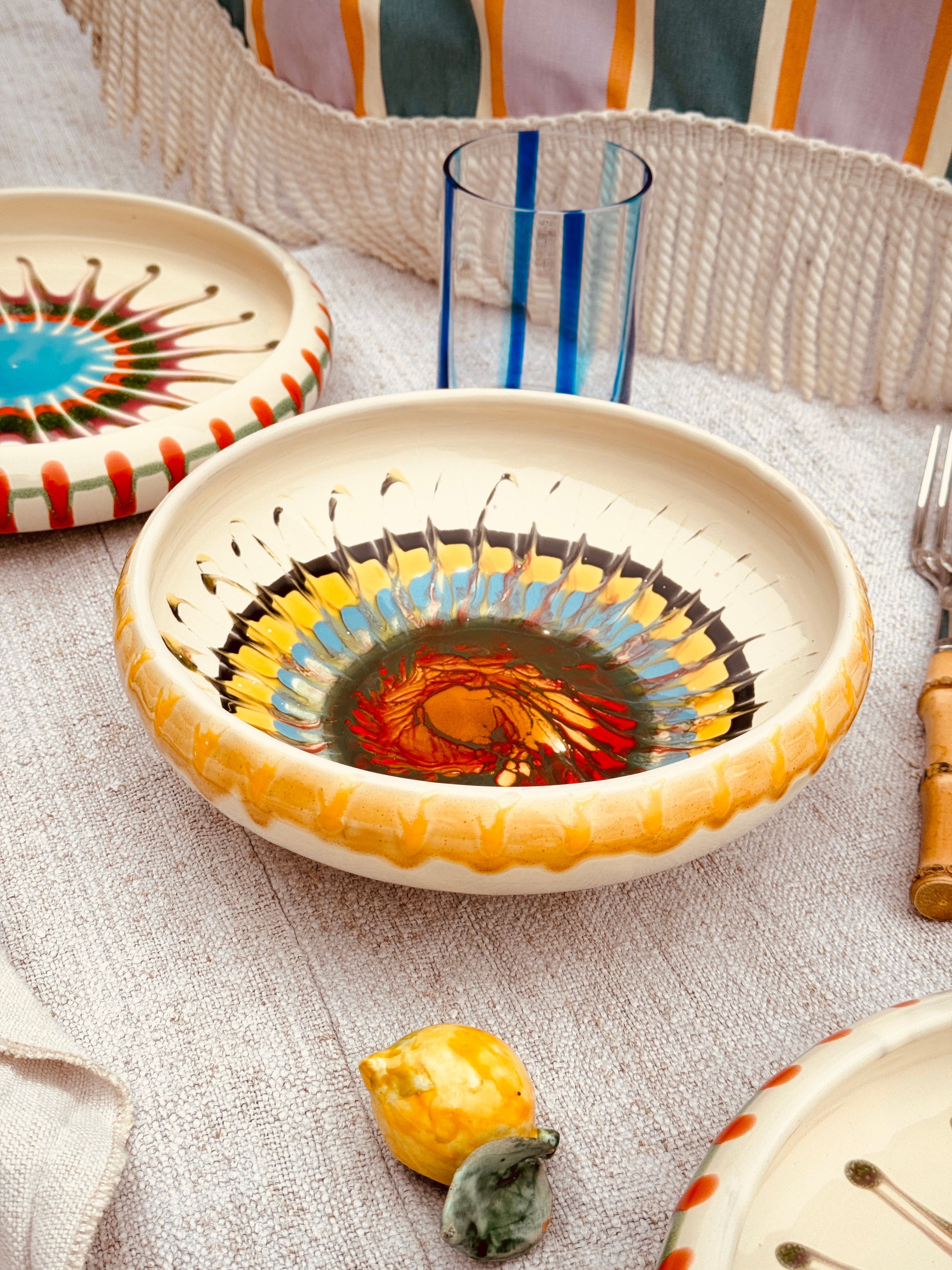 Psychodelic Schale – 21 cm „Bordo Tornito“ – Einzelstück