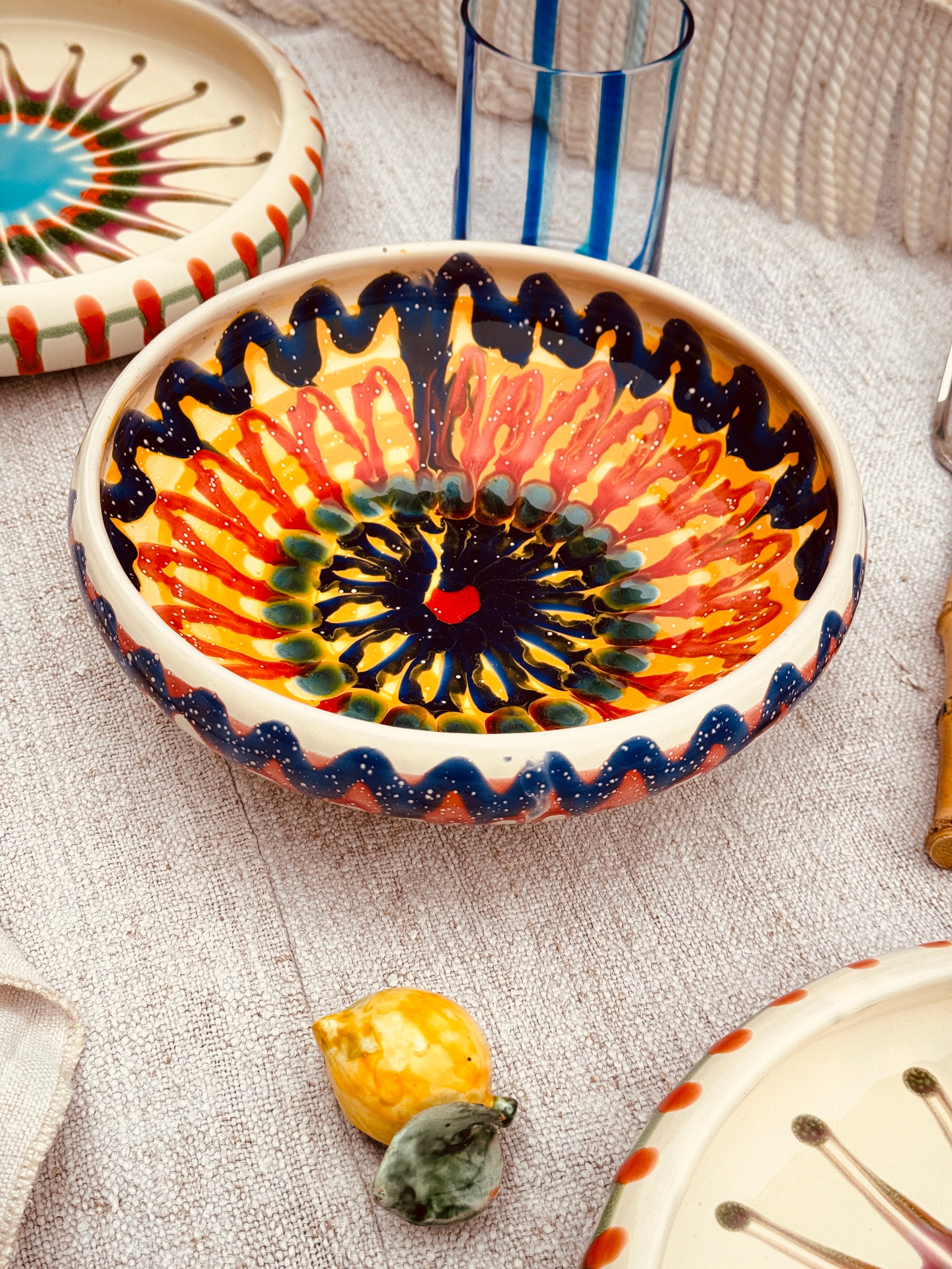 Psychodelic Schale – 21 cm „Bordo Tornito“ – Einzelstück