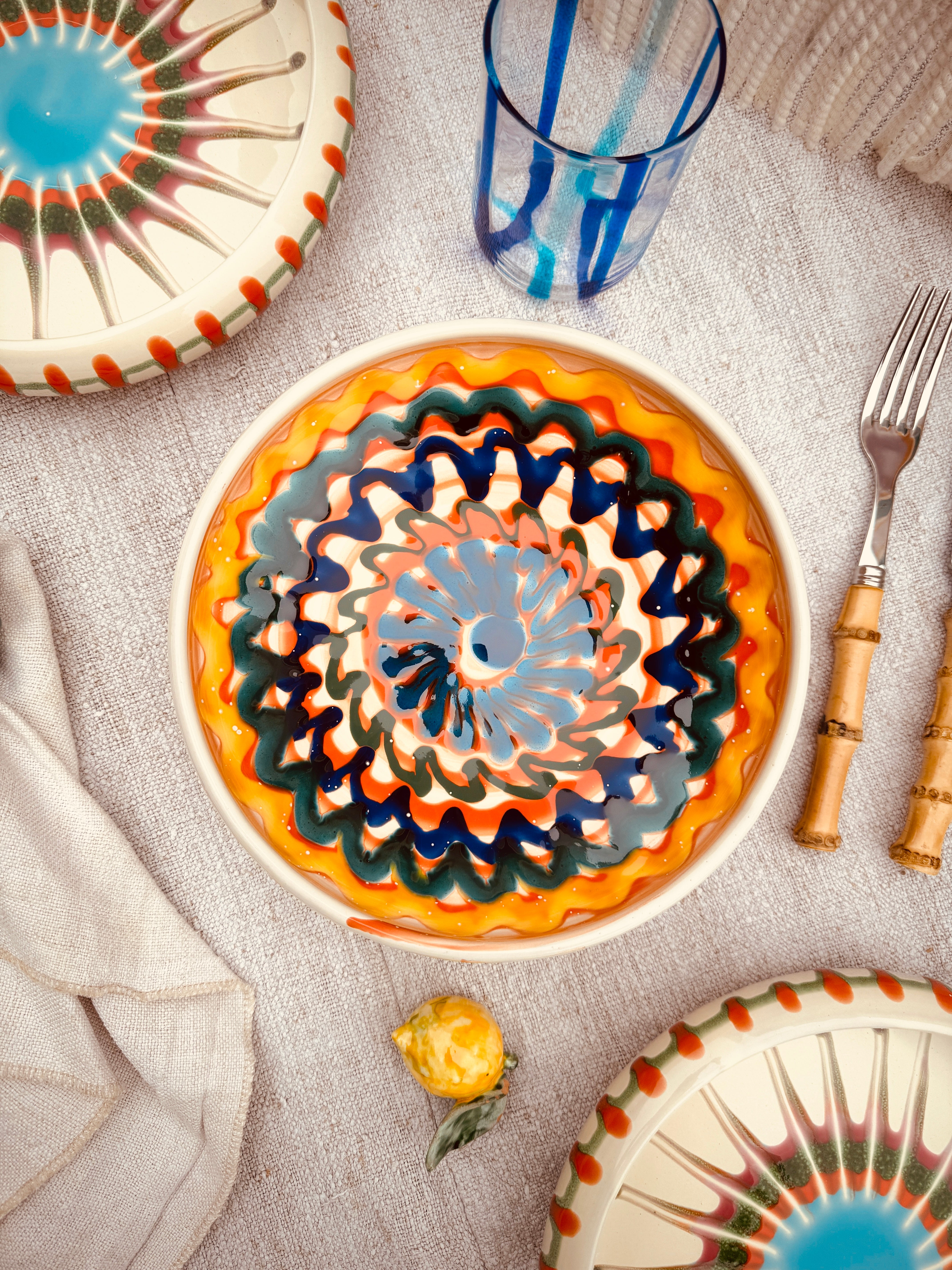 Psychodelic Schale – 21 cm „Bordo Tornito“ – Einzelstück