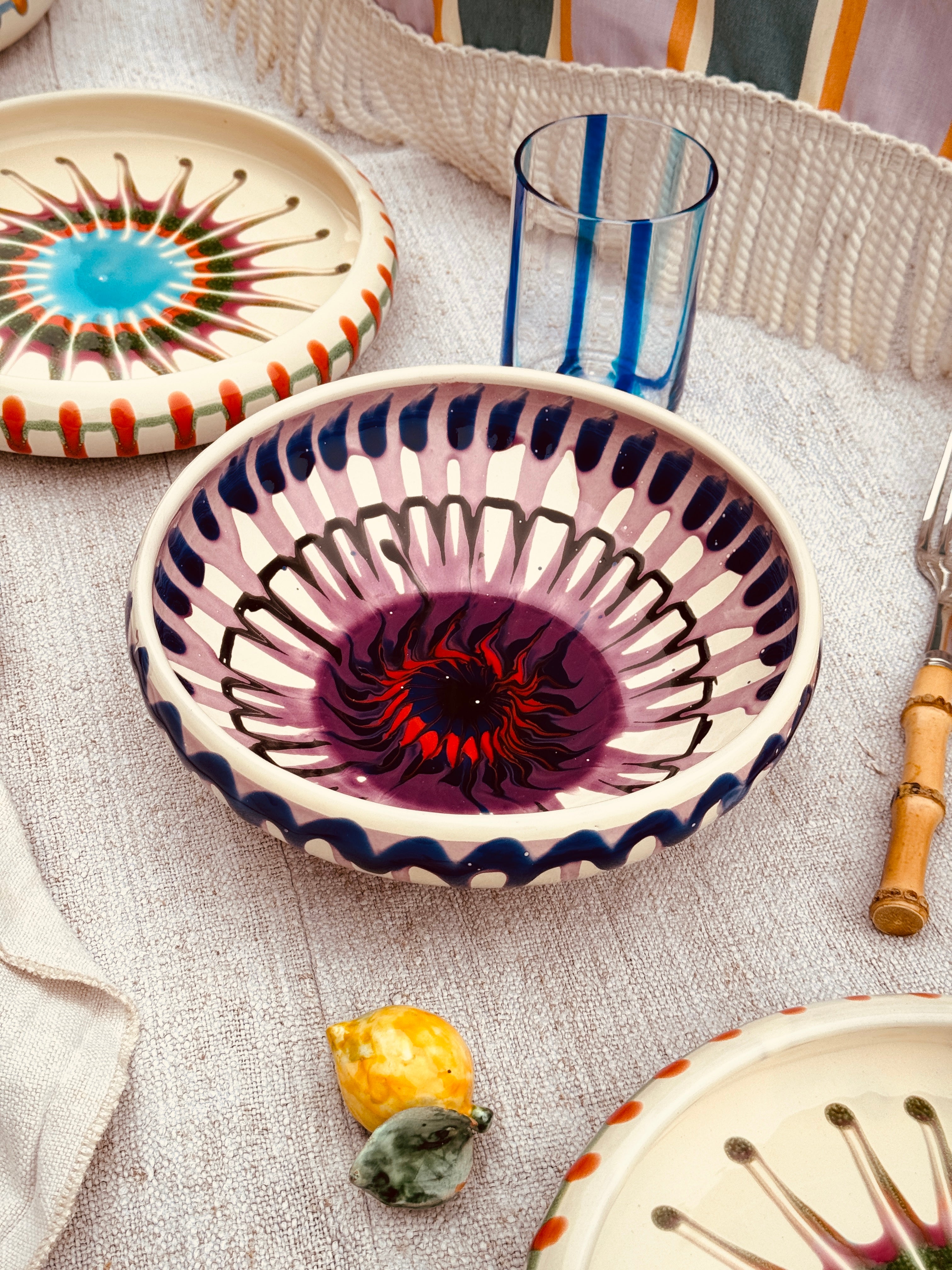 Psychodelic Schale – 21 cm „Bordo Tornito“ – Einzelstück