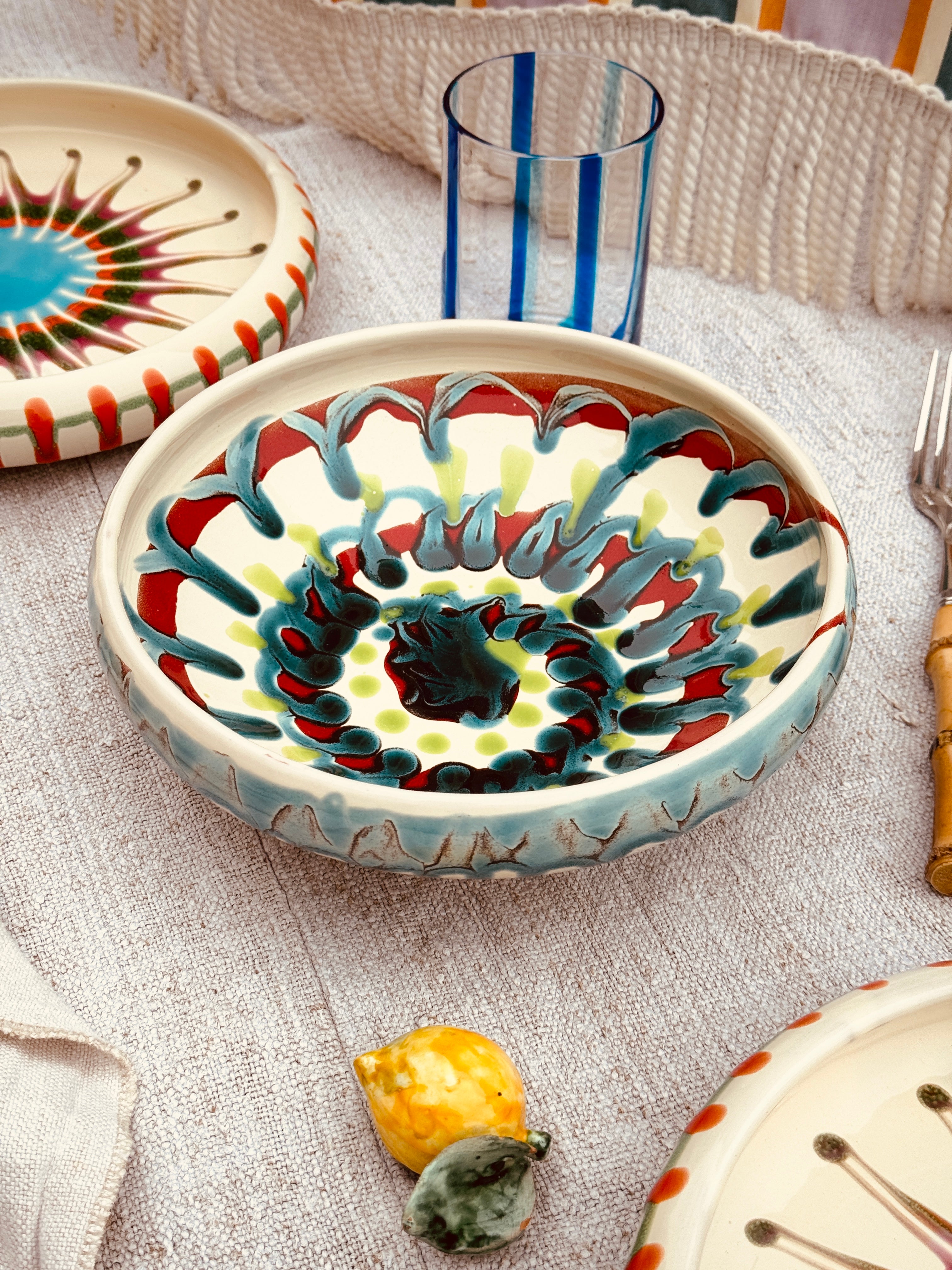 Psychodelic Schale – 21 cm „Bordo Tornito“ – Einzelstück