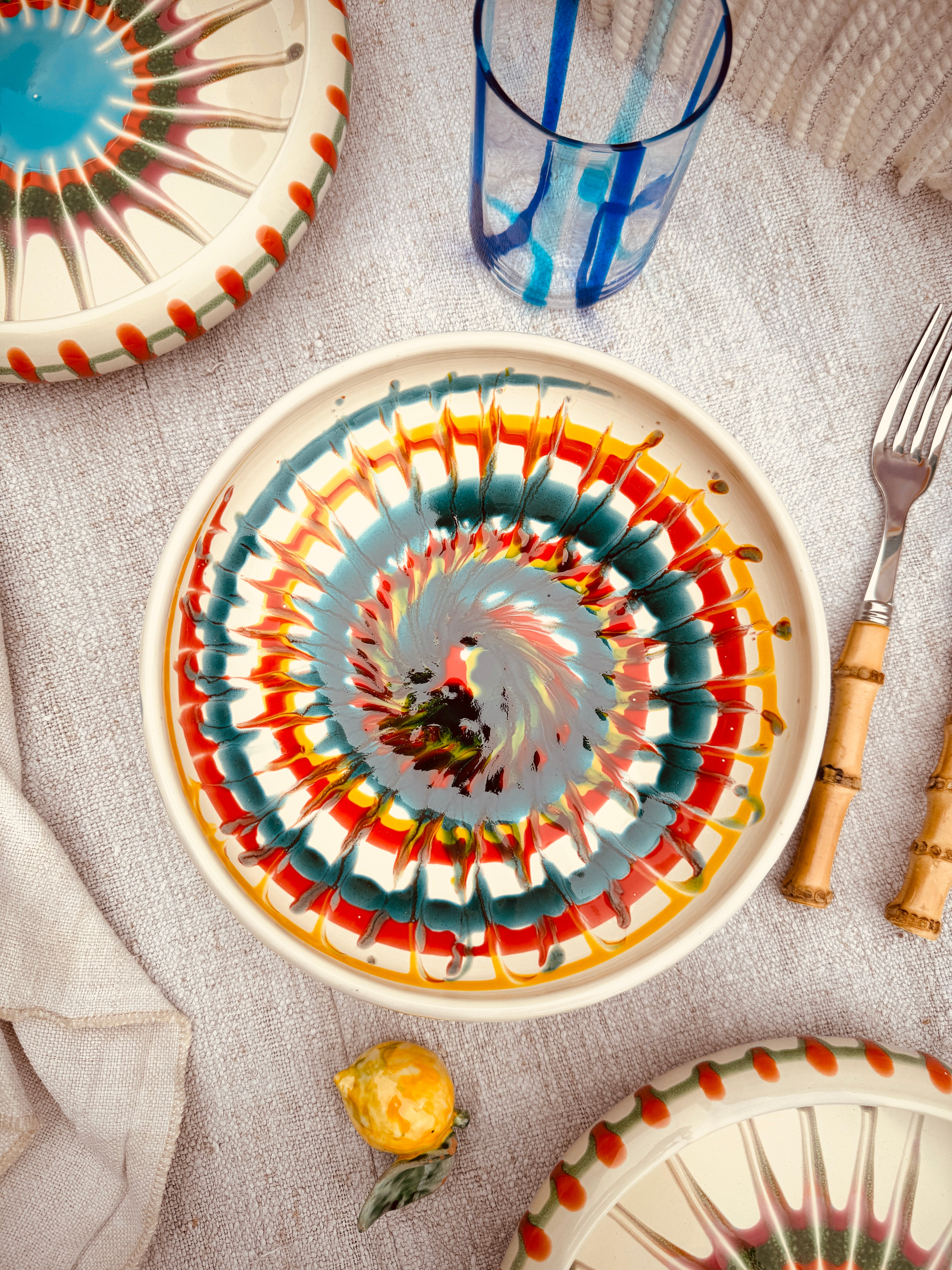 Psychodelic Schale – 21 cm „Bordo Tornito“ – Einzelstück