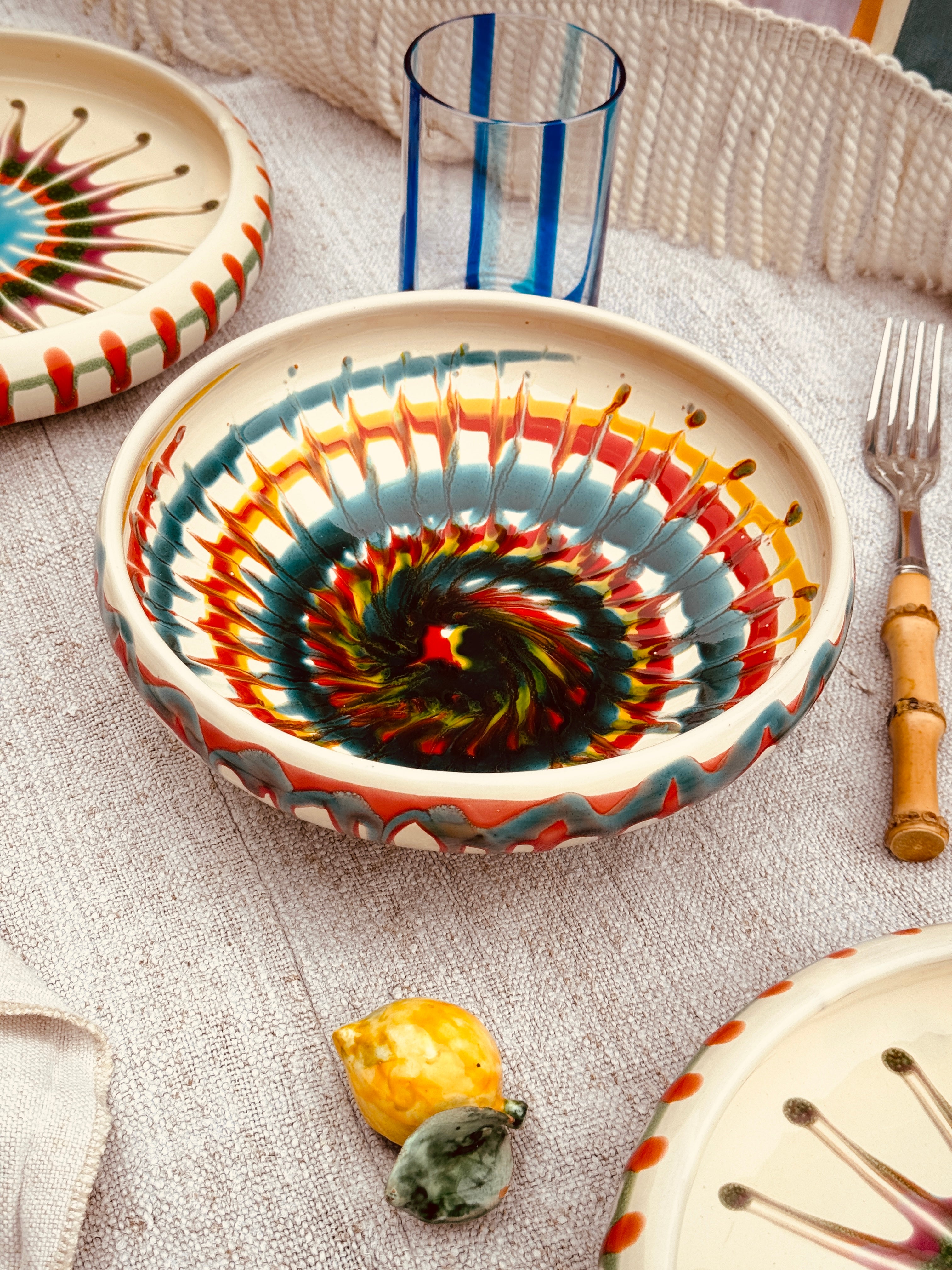 Psychodelic Schale – 21 cm „Bordo Tornito“ – Einzelstück