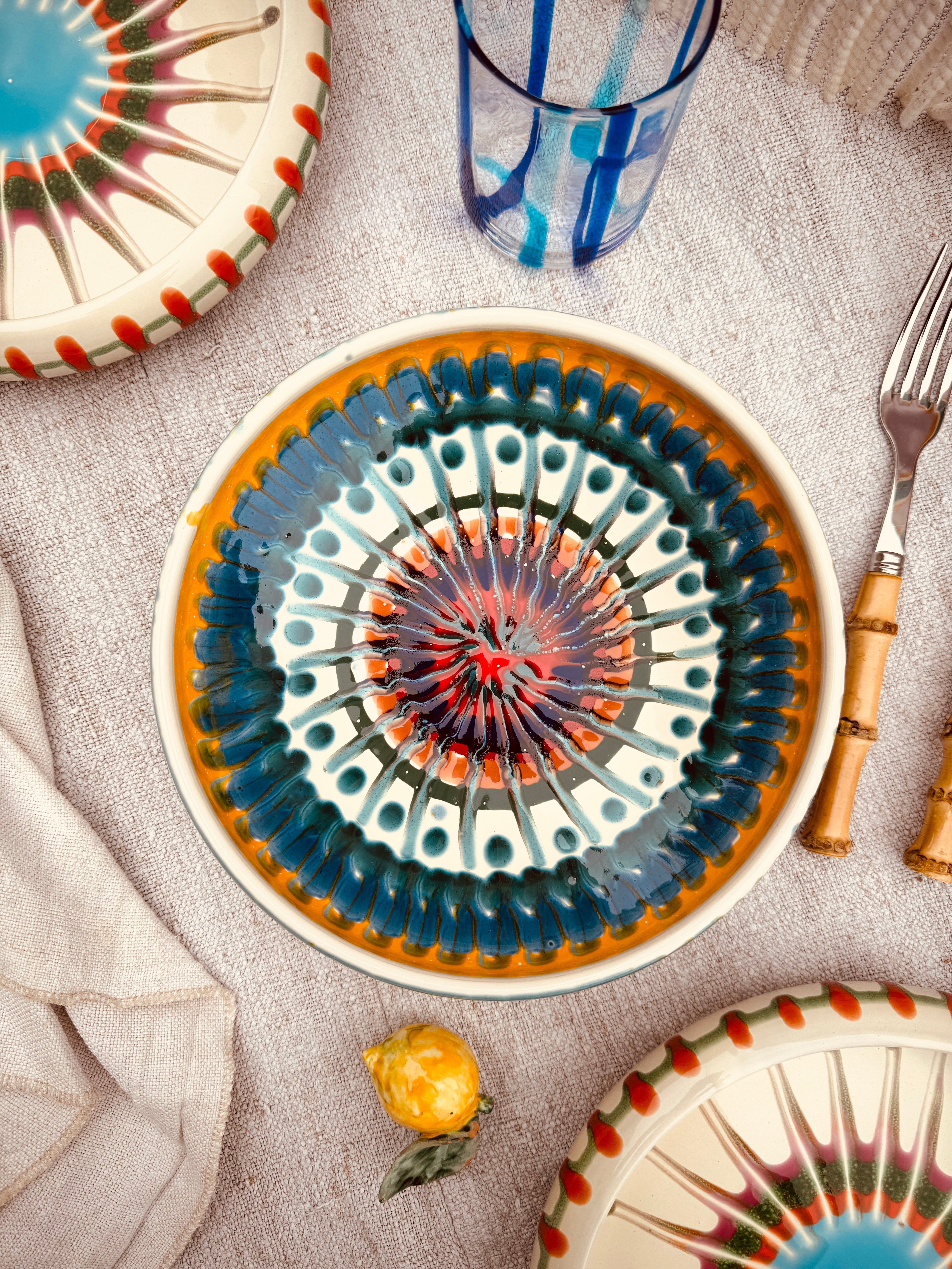 Psychodelic Schale – 21 cm „Bordo Tornito“ – Einzelstück