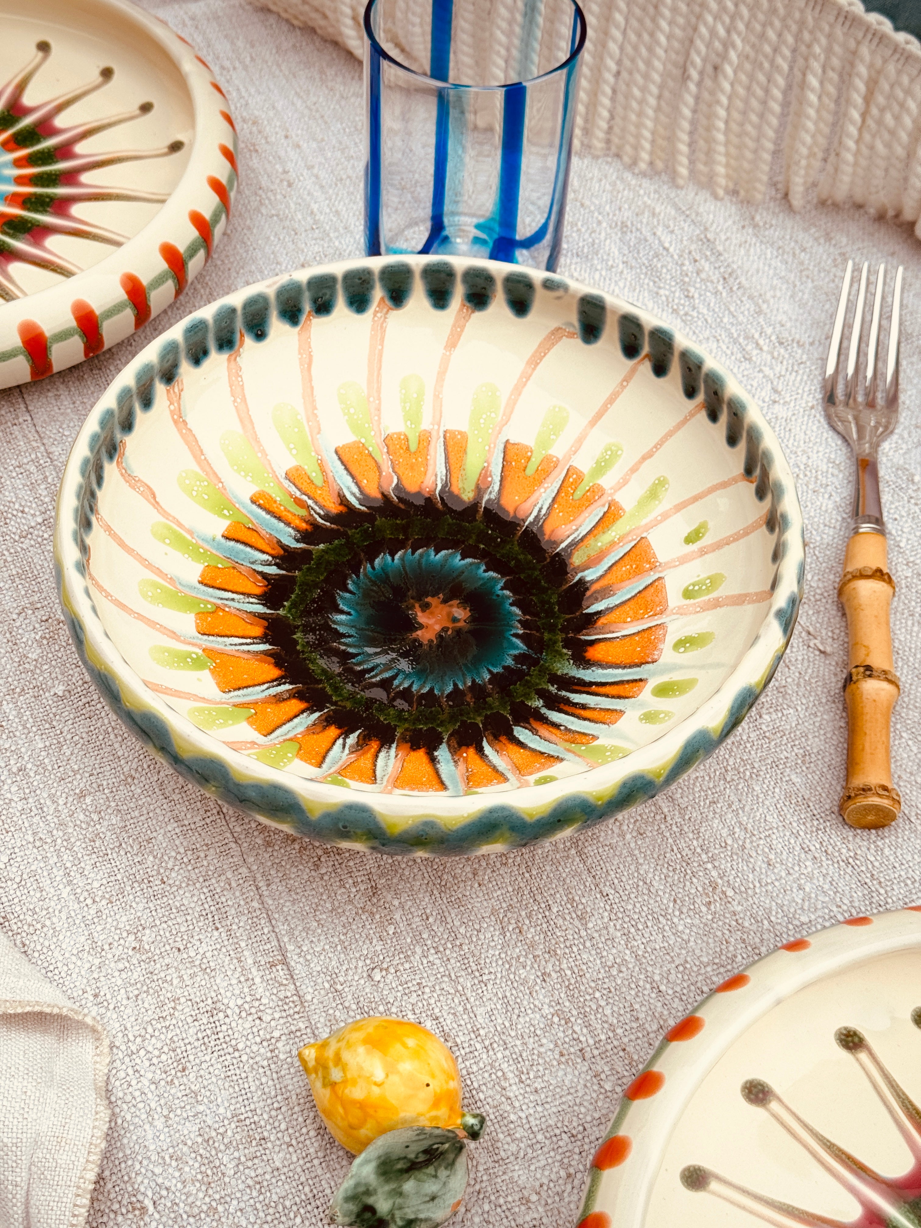 Psychodelic Schale – 21 cm „Bordo Tornito“ – Einzelstück