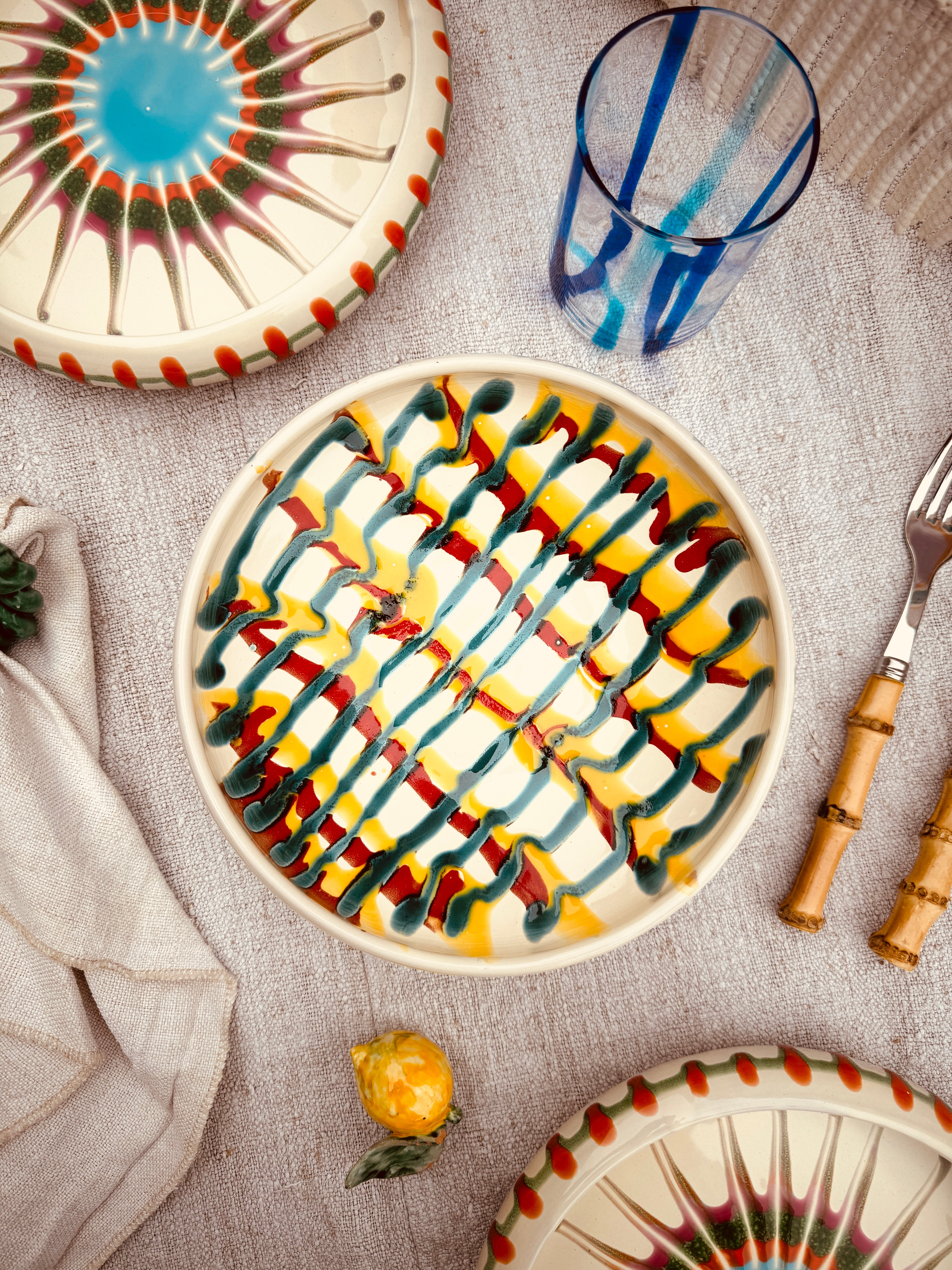 Psychodelic Schale – 21 cm „Bordo Tornito“ – Einzelstück