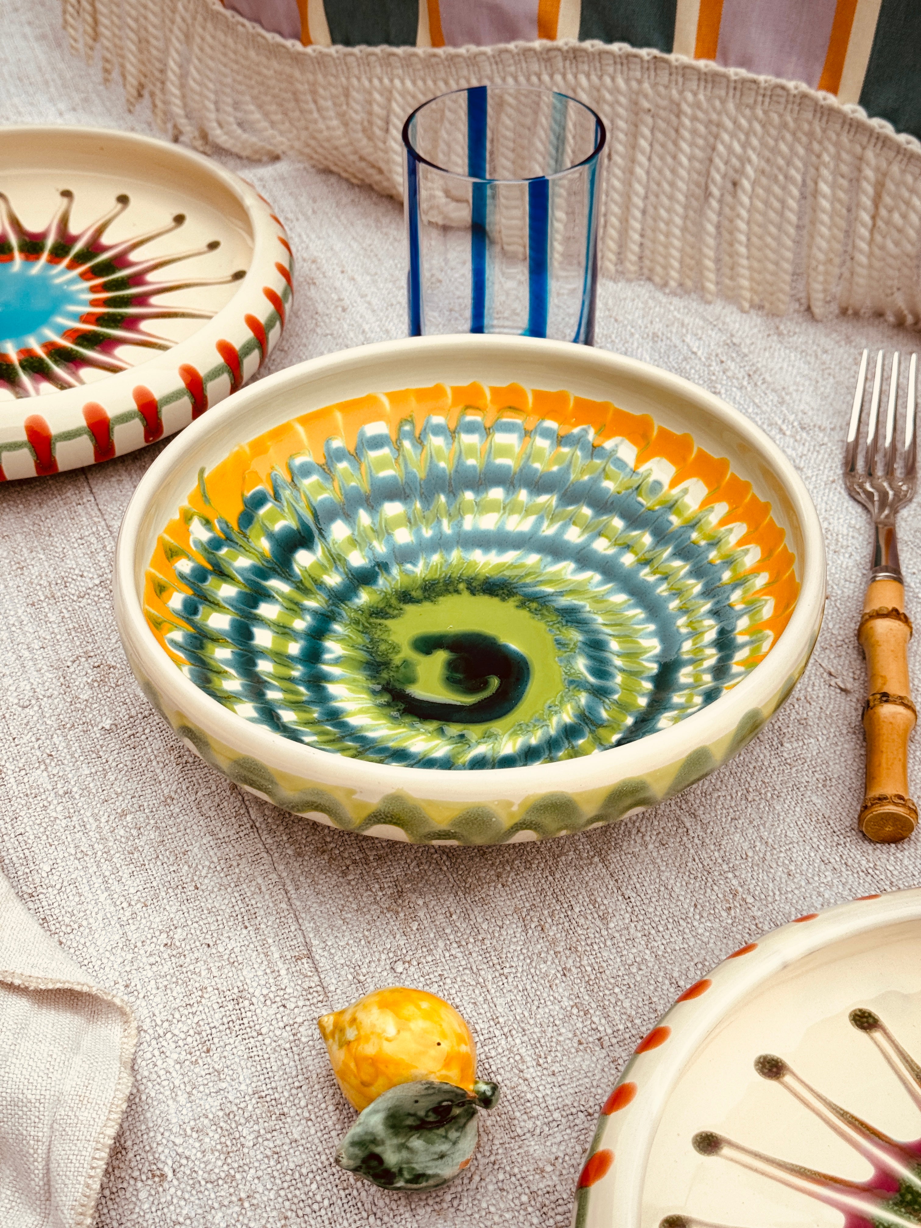 Psychodelic Schale – 21 cm „Bordo Tornito“ – Einzelstück