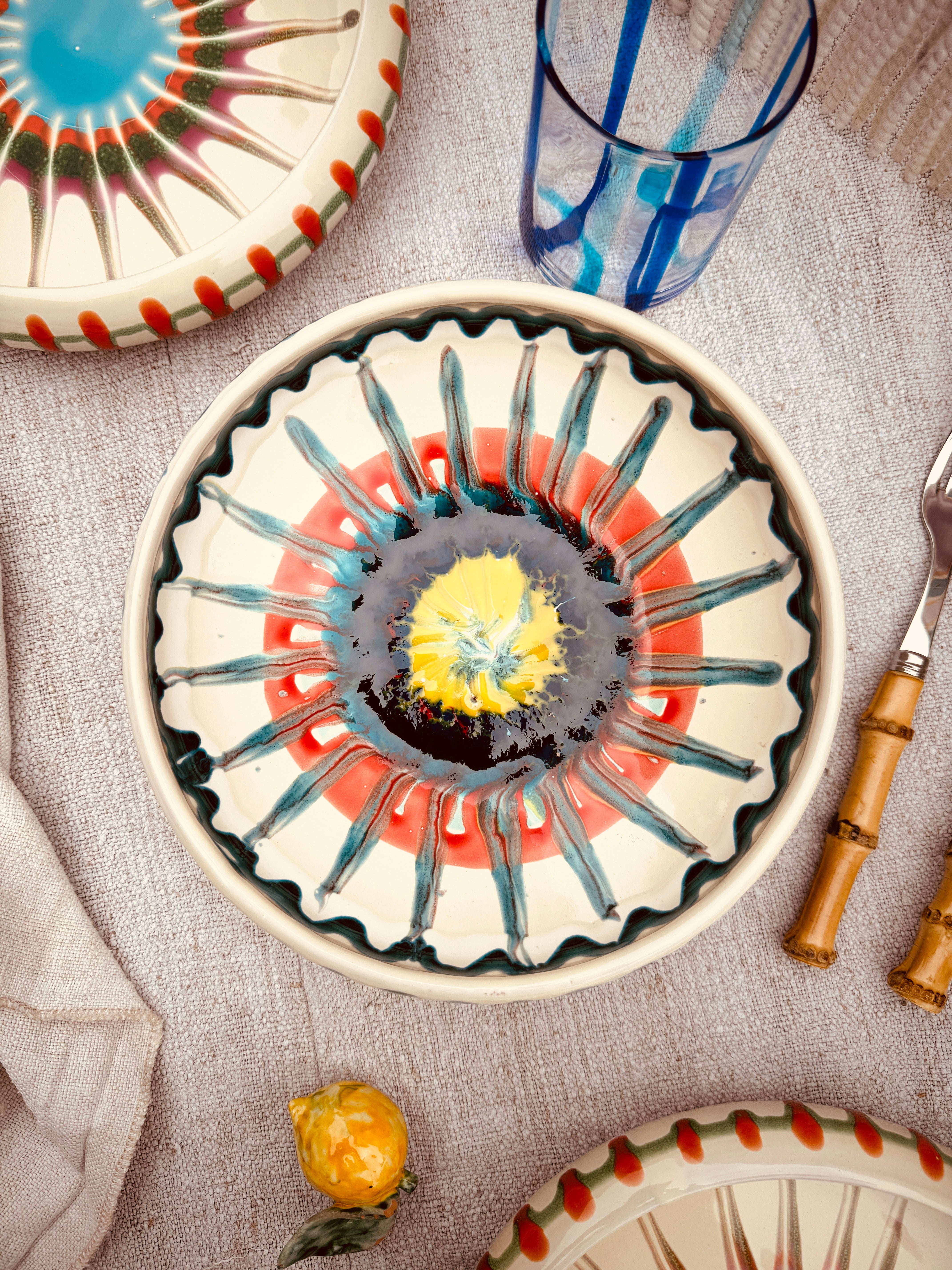 Psychodelic Schale – 21 cm „Bordo Tornito“ – Einzelstück