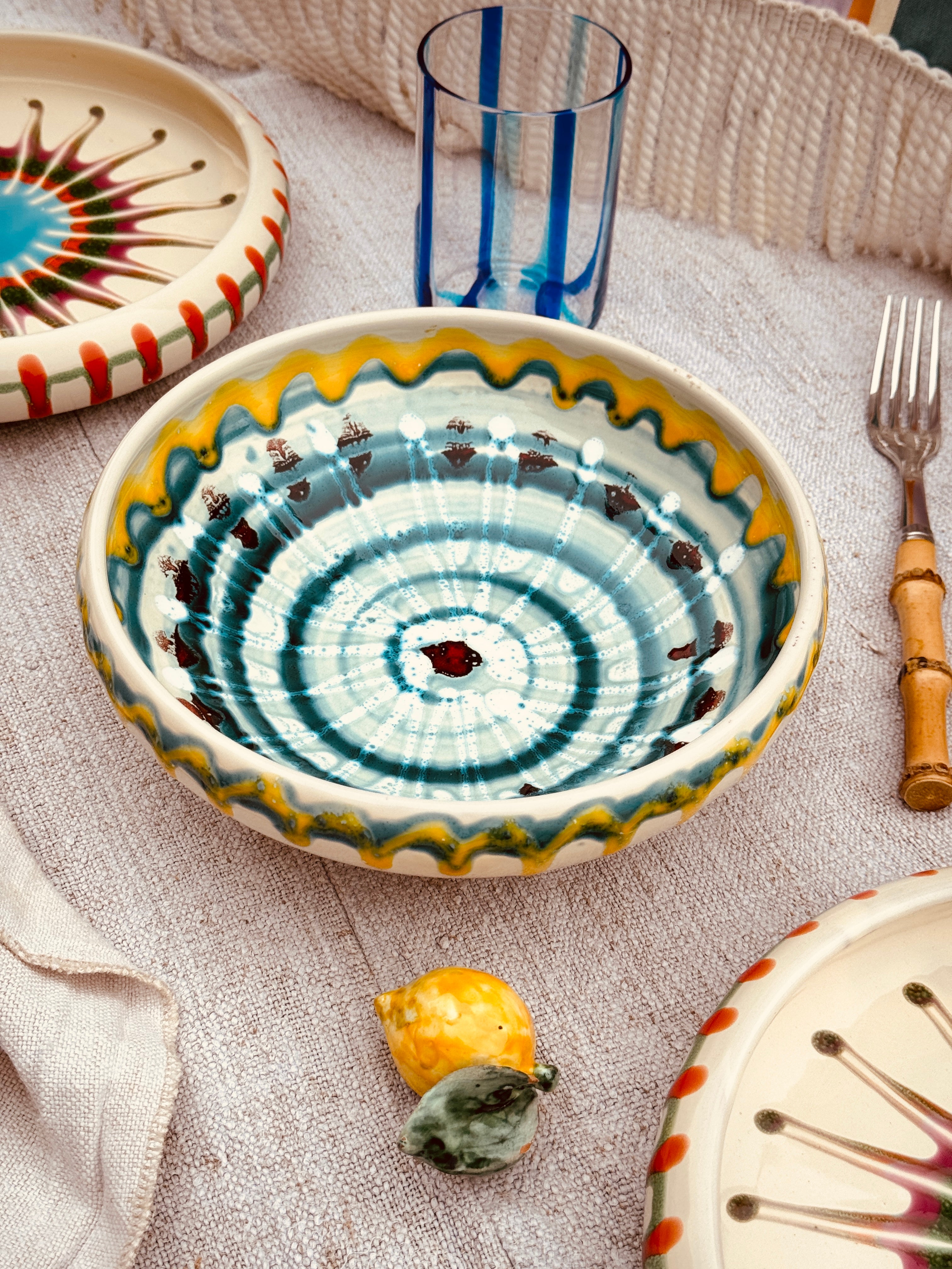 Psychodelic Schale – 21 cm „Bordo Tornito“ – Einzelstück