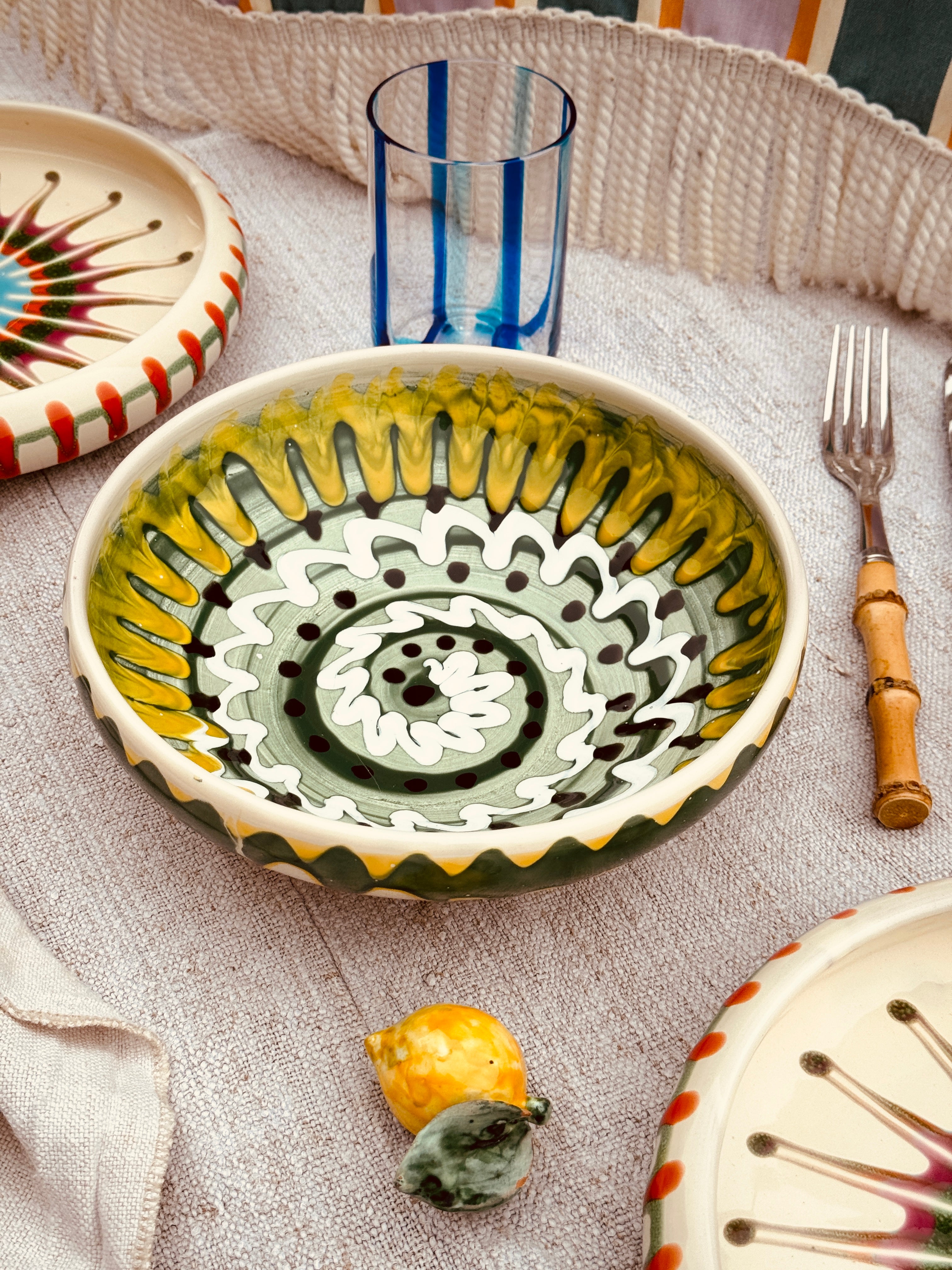 Psychodelic Schale – 21 cm „Bordo Tornito“ – Einzelstück