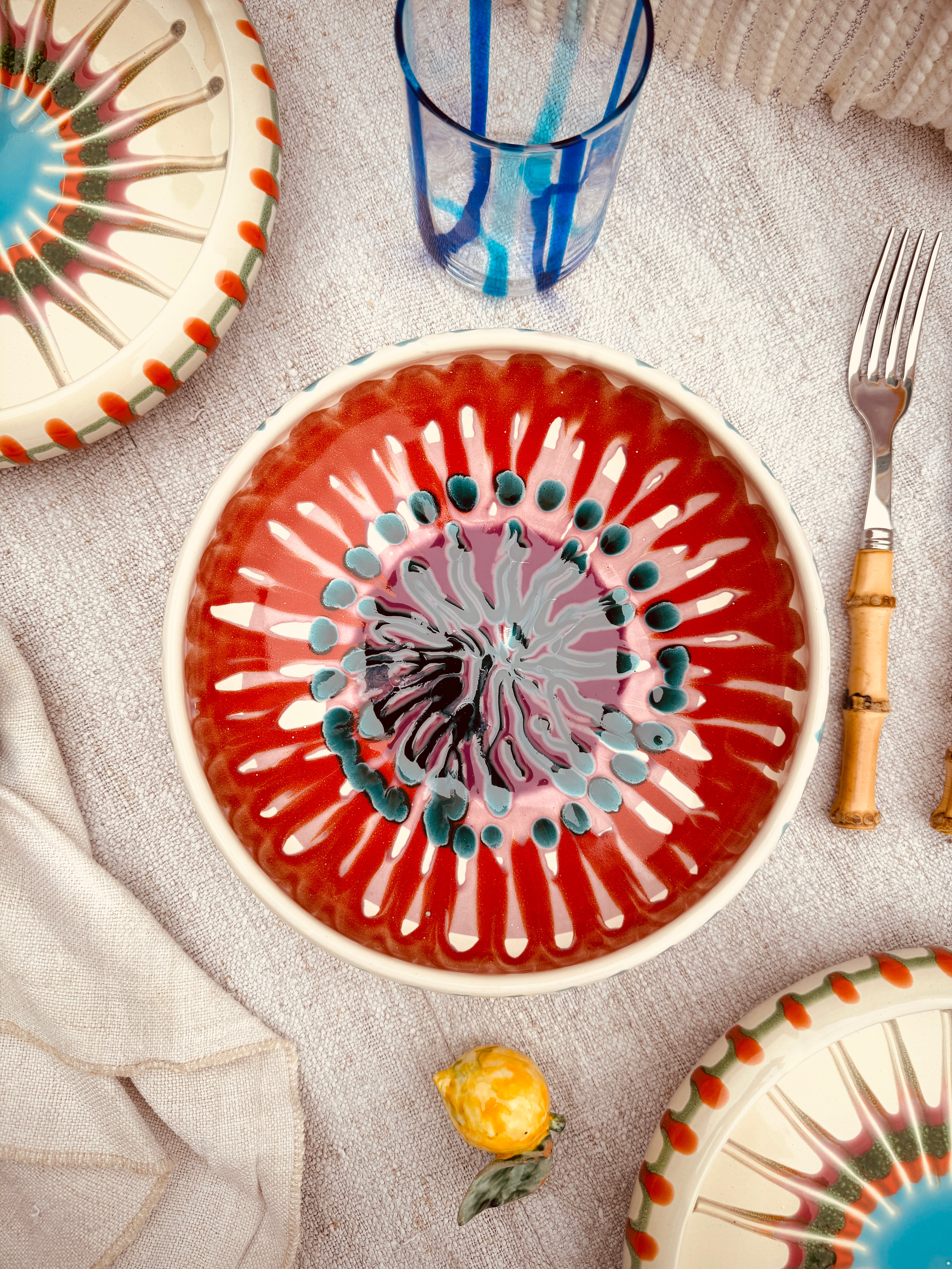 Psychodelic Schale – 21 cm „Bordo Tornito“ – Einzelstück