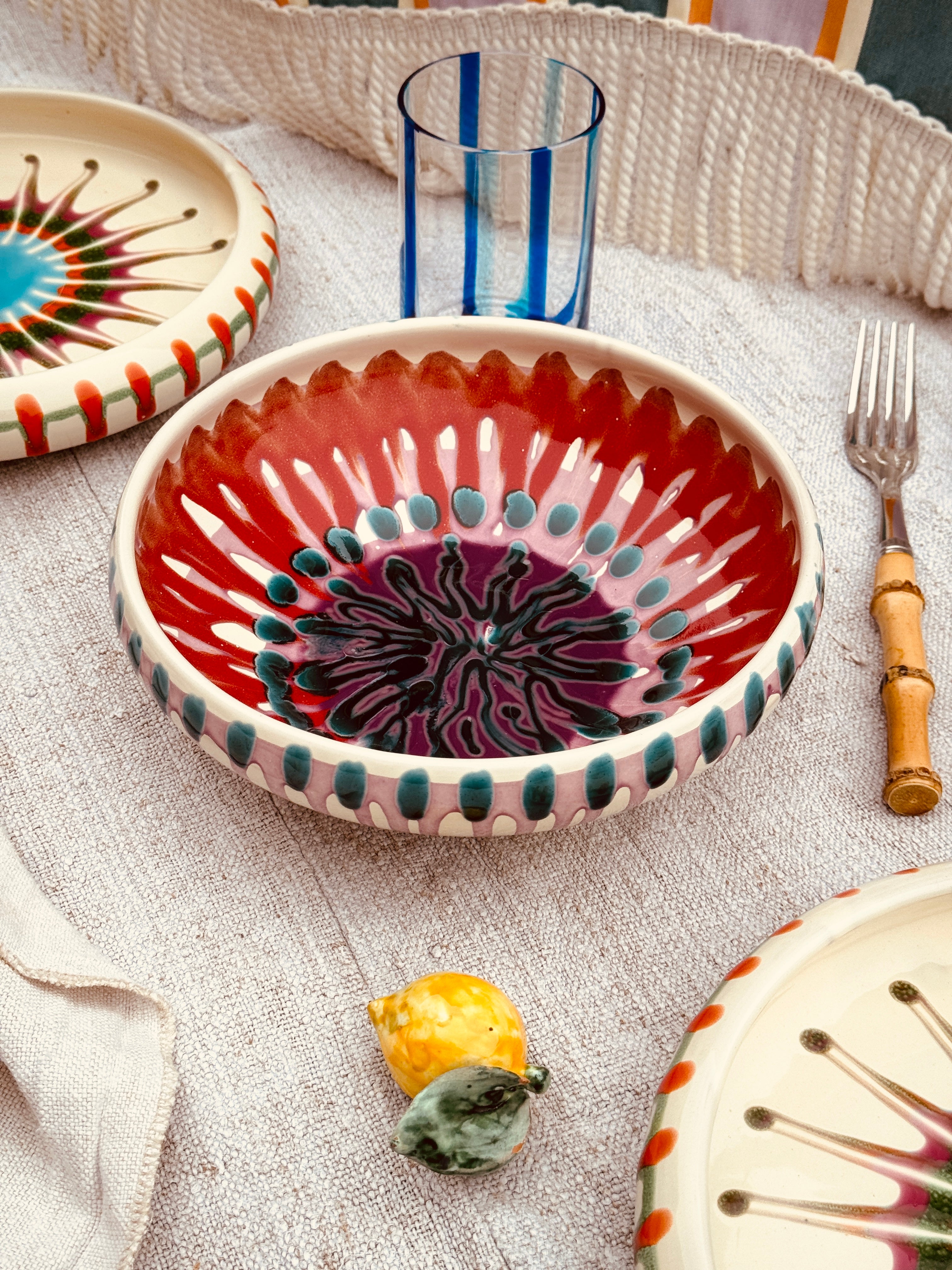 Psychodelic Schale – 21 cm „Bordo Tornito“ – Einzelstück