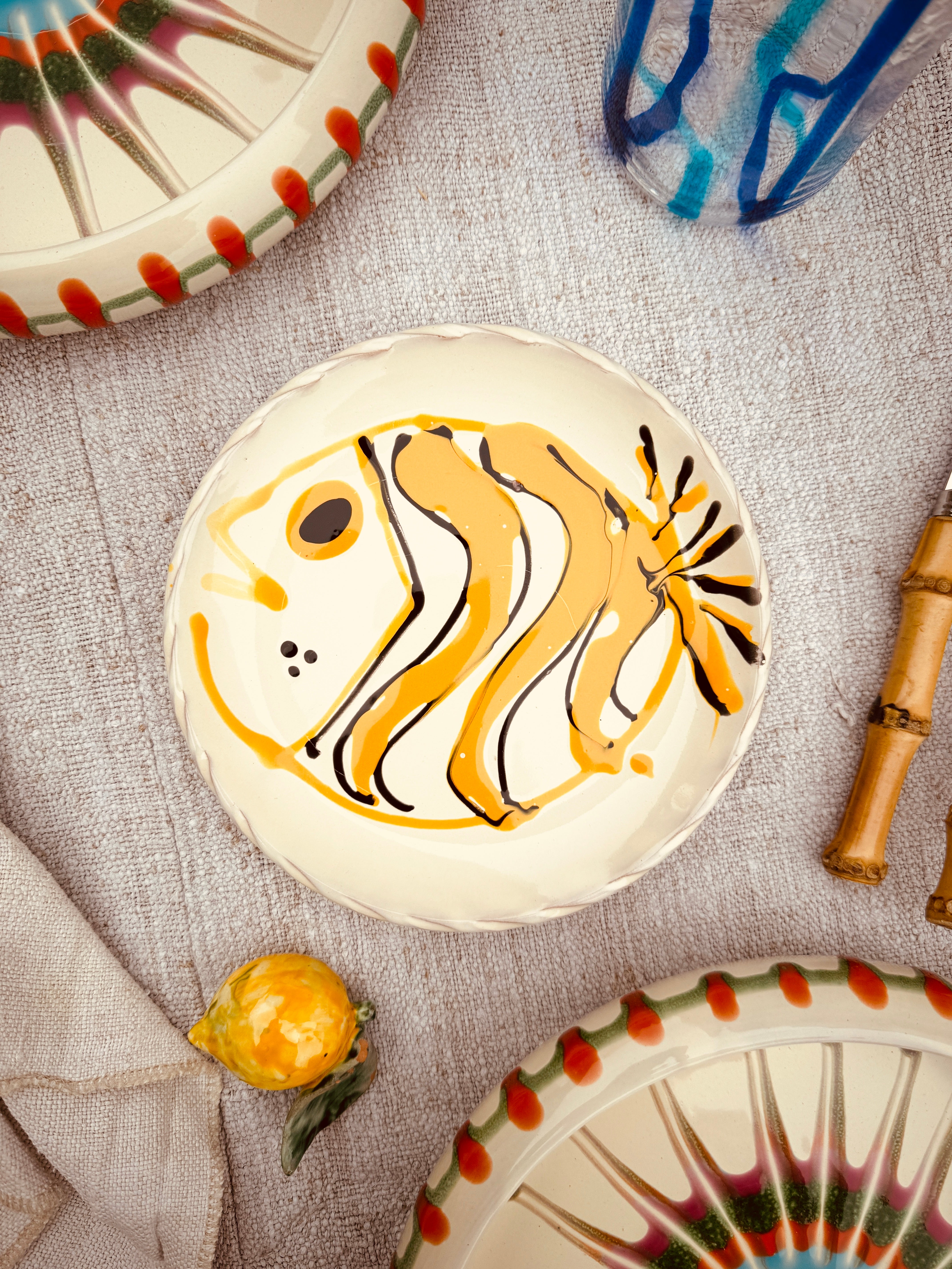 ! UNIKAT! Brotteller 16cm "IL Pesce Pazzo" Einzelstück