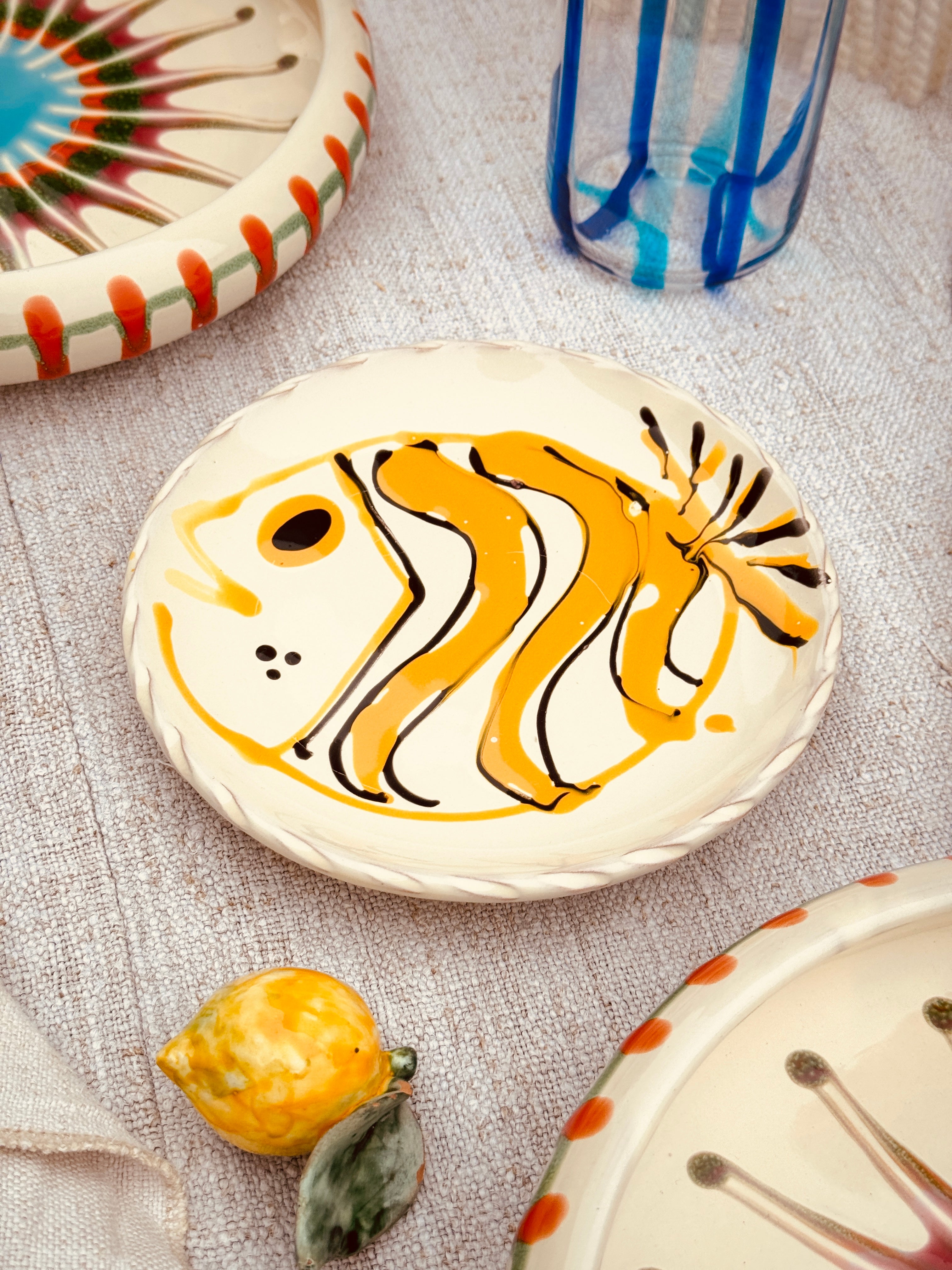 ! UNIKAT! Brotteller 16cm "IL Pesce Pazzo" Einzelstück