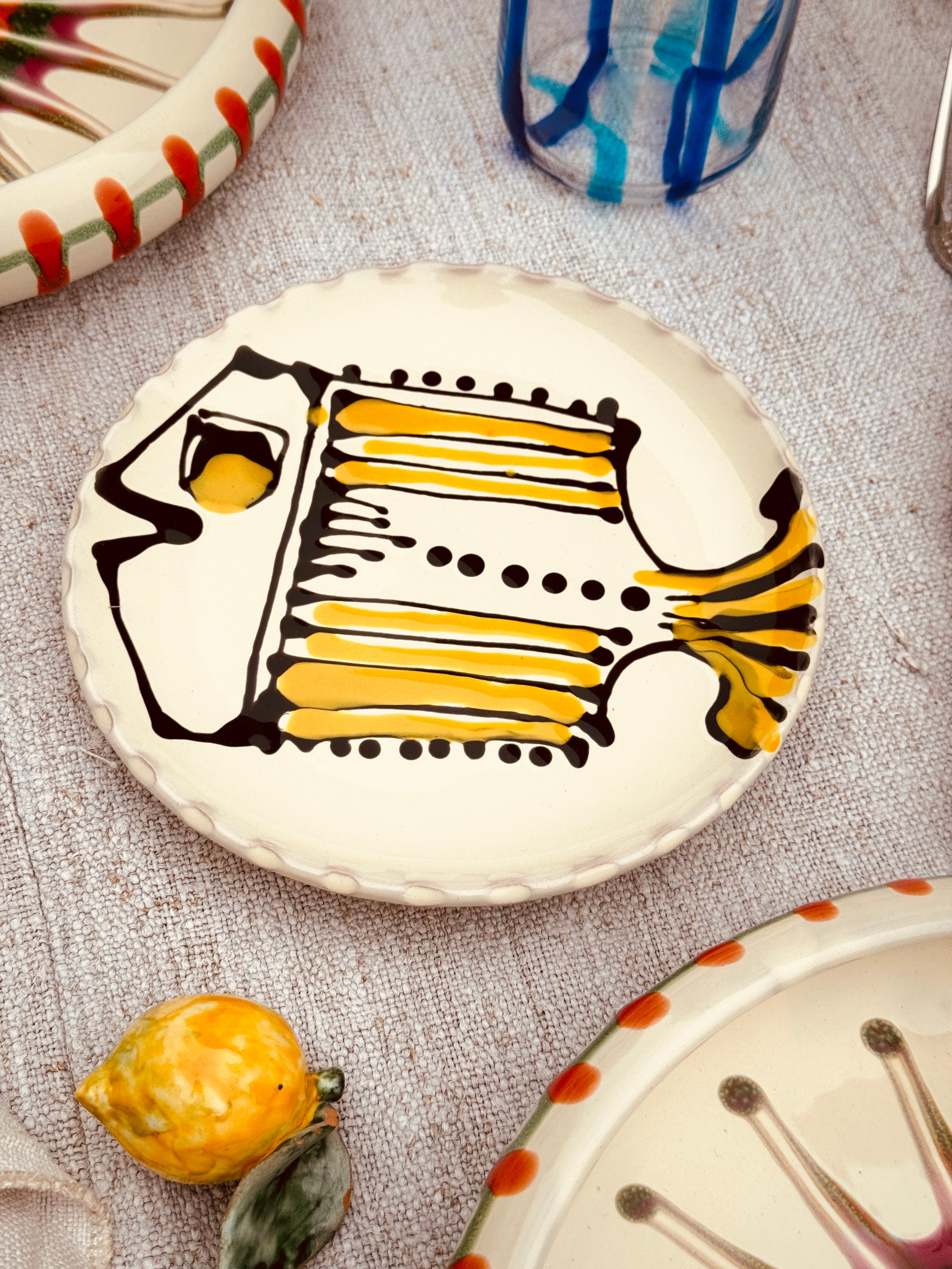 ! UNIKAT! Brotteller 16cm "IL Pesce Pazzo" Einzelstück