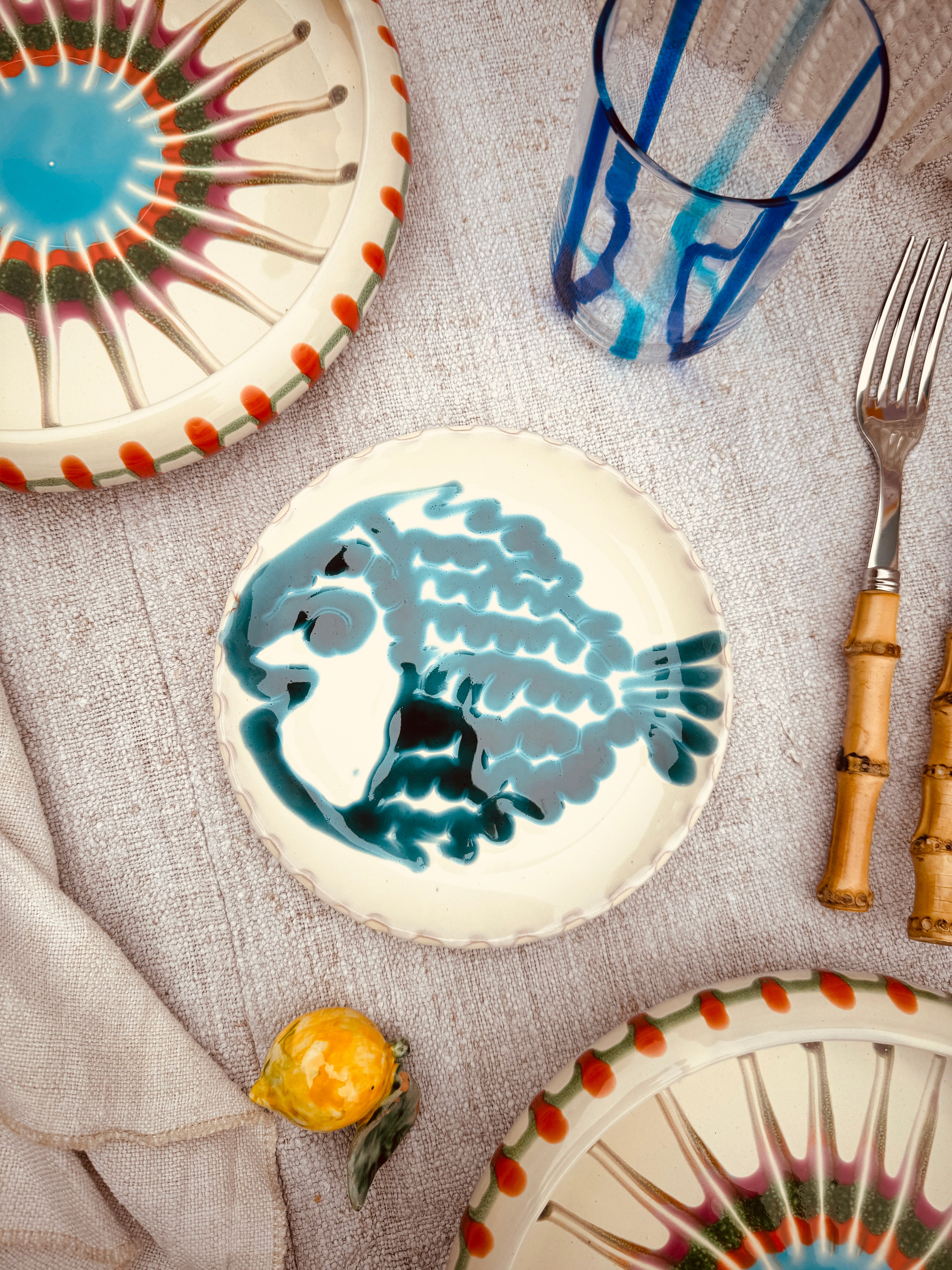 ! UNIKAT! Brotteller 16cm "IL Pesce Pazzo" Einzelstück