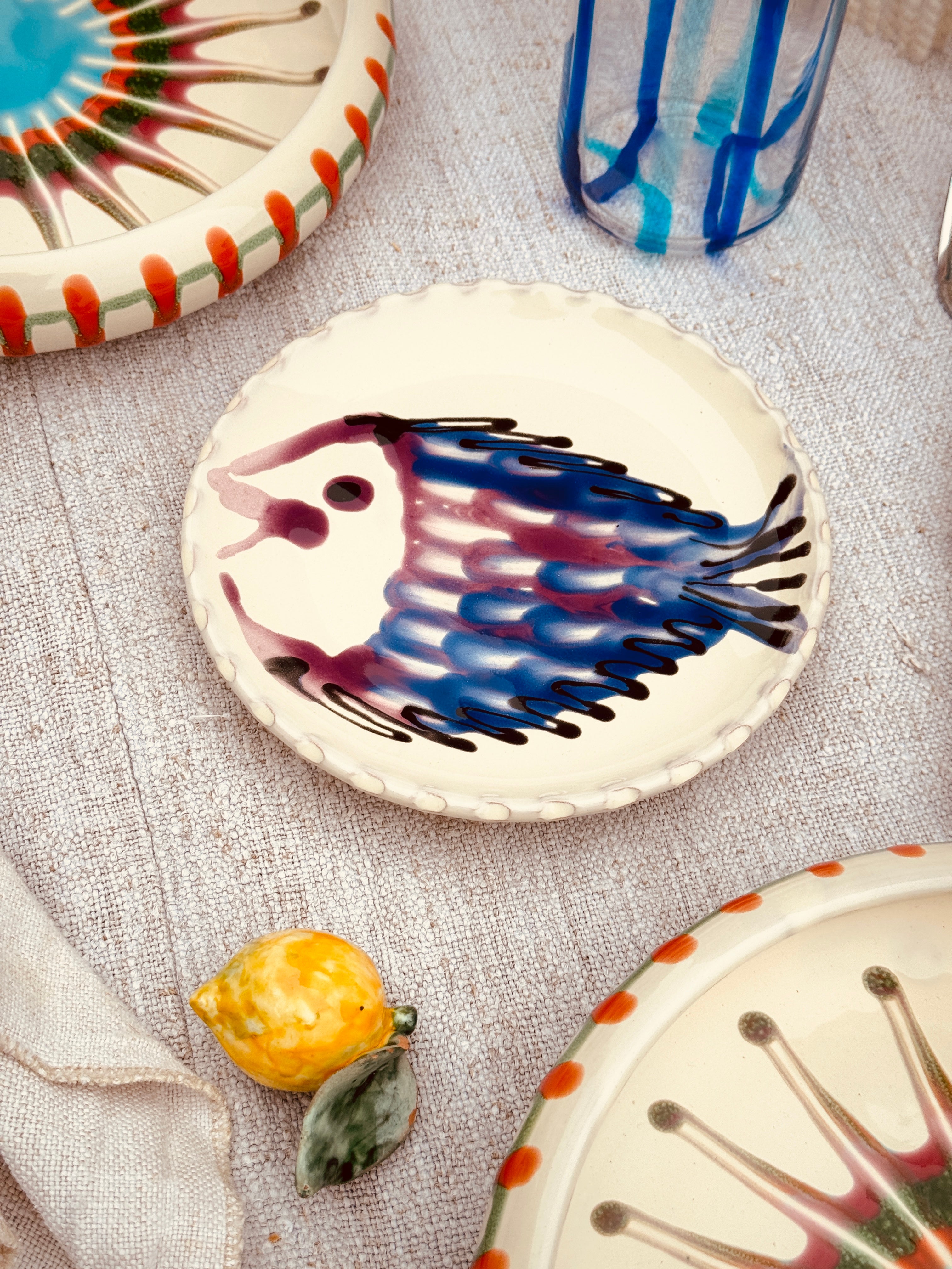 ! UNIKAT! Brotteller 16cm "IL Pesce Pazzo" Einzelstück