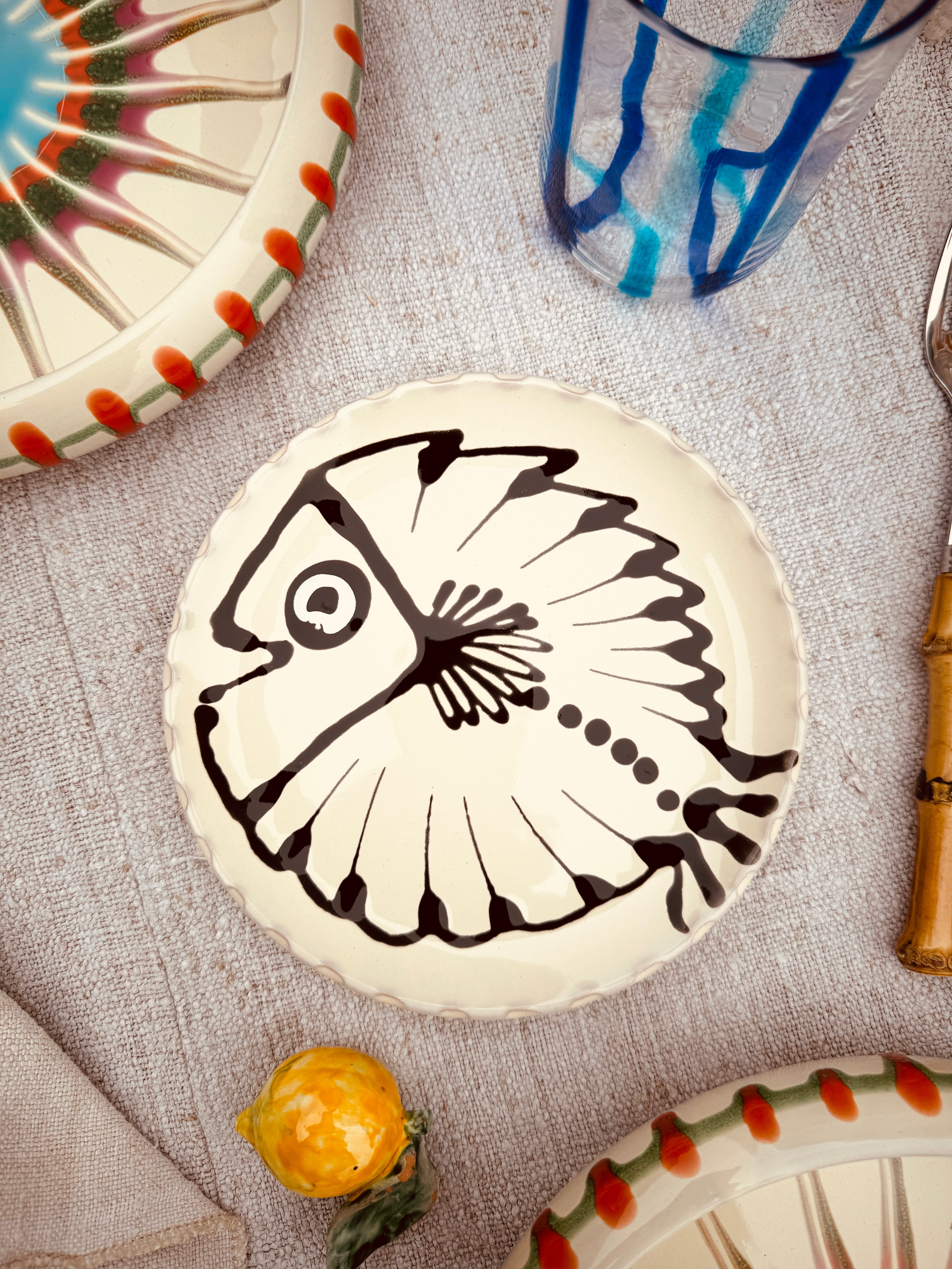 ! UNIKAT! Brotteller 16cm "IL Pesce Pazzo" Einzelstück