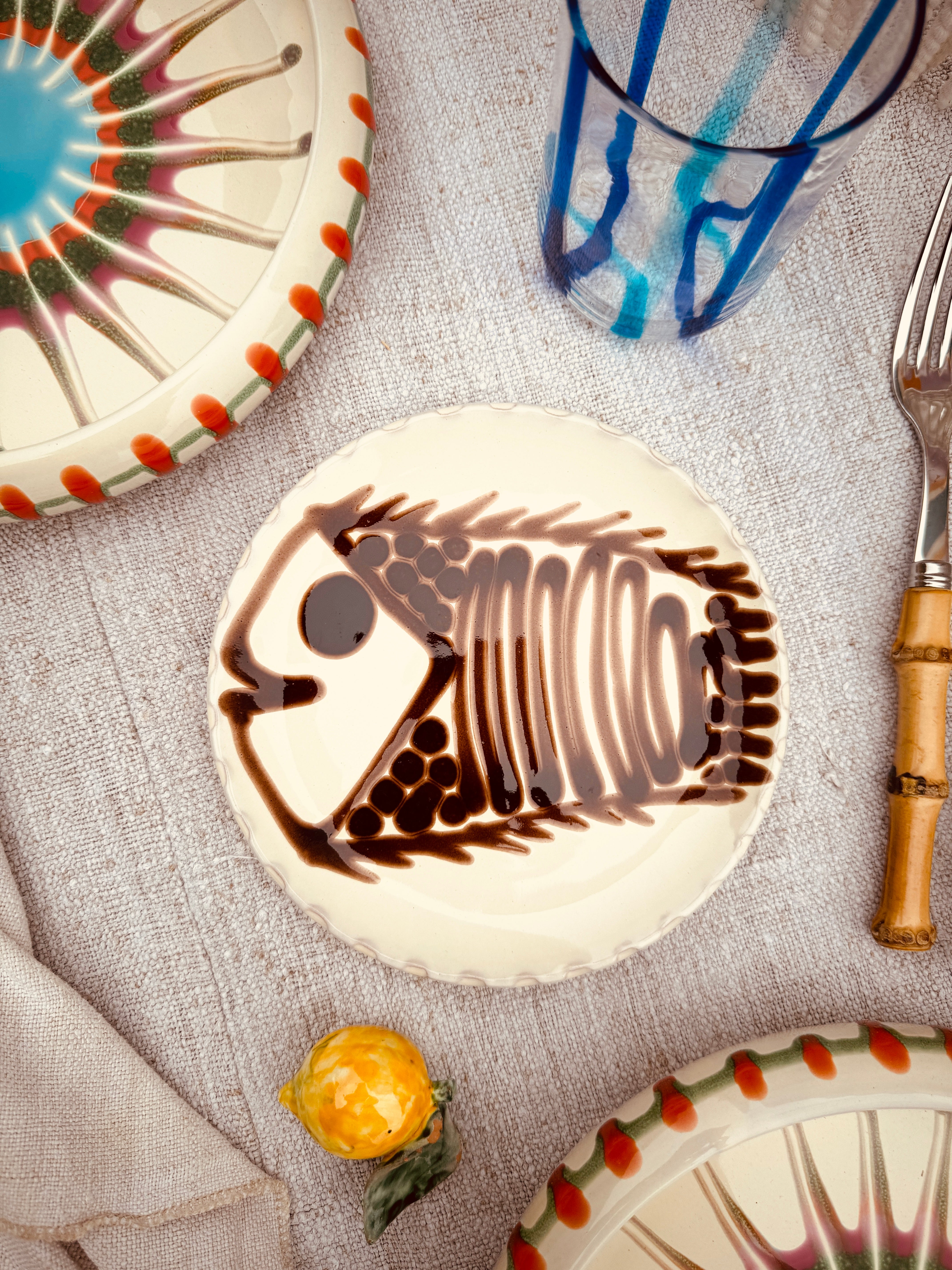 ! UNIKAT! Brotteller 16cm "IL Pesce Pazzo" Einzelstück