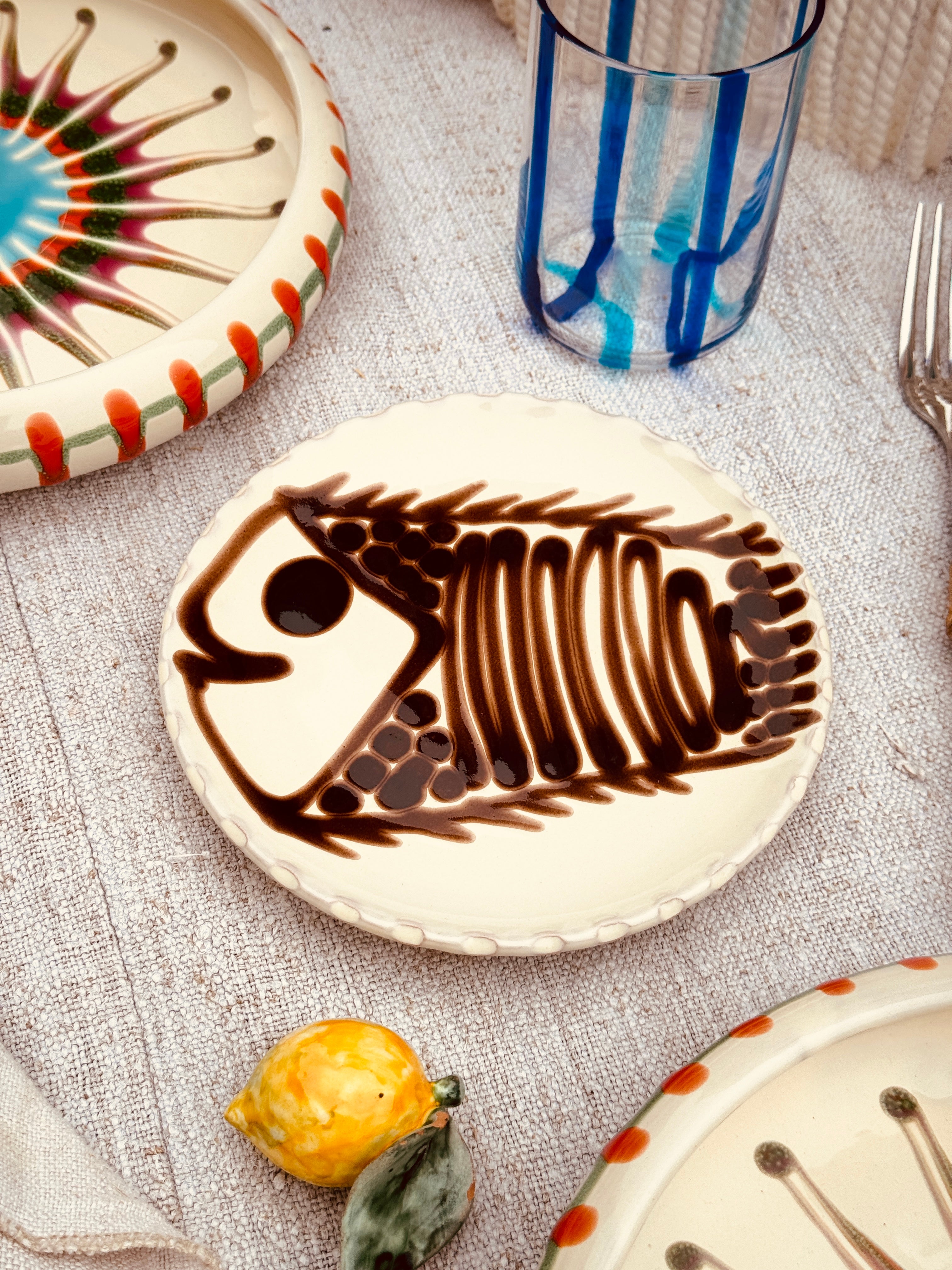 ! UNIKAT! Brotteller 16cm "IL Pesce Pazzo" Einzelstück