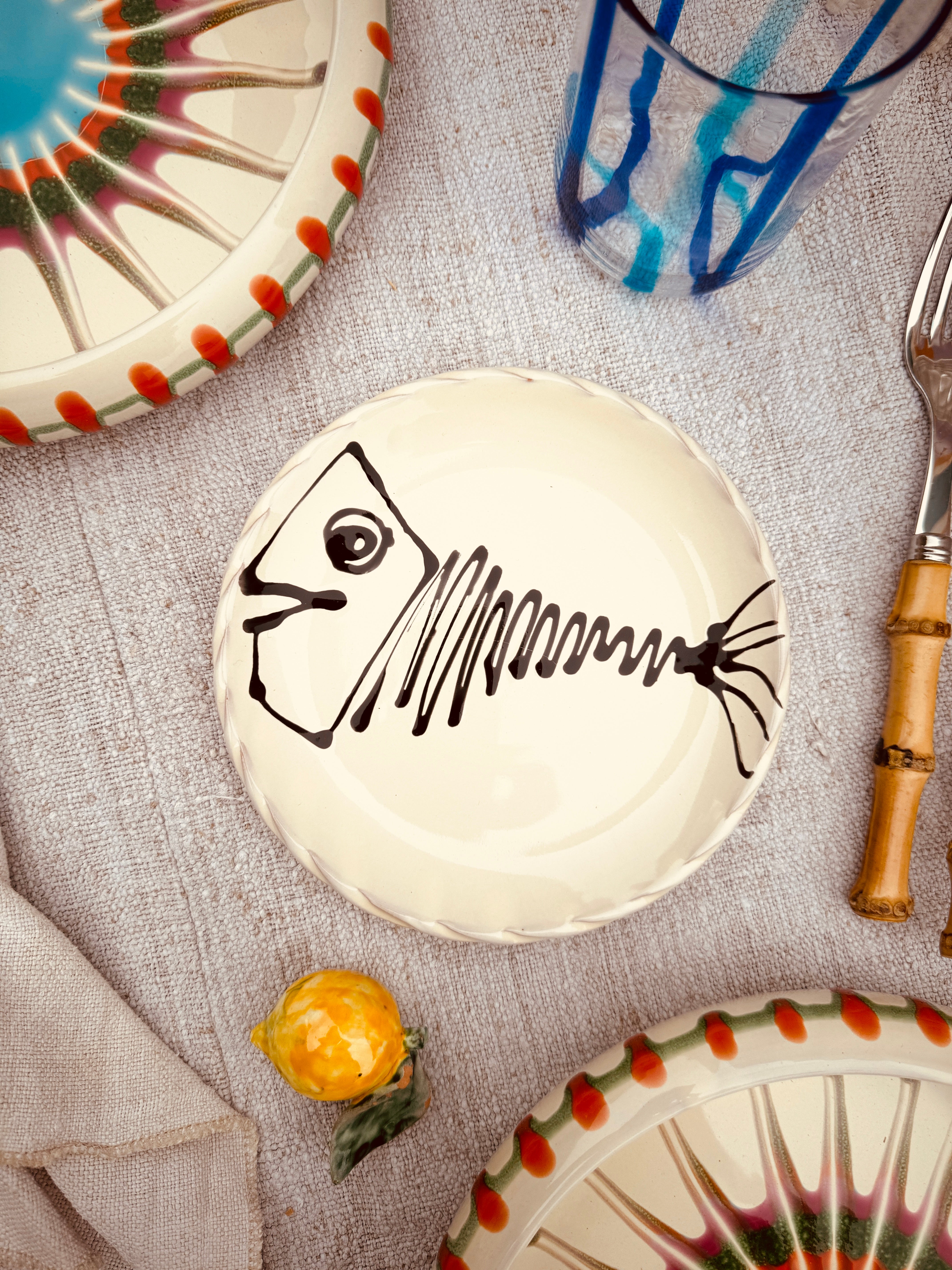 ! UNIKAT! Brotteller 16cm "IL Pesce Pazzo" Einzelstück